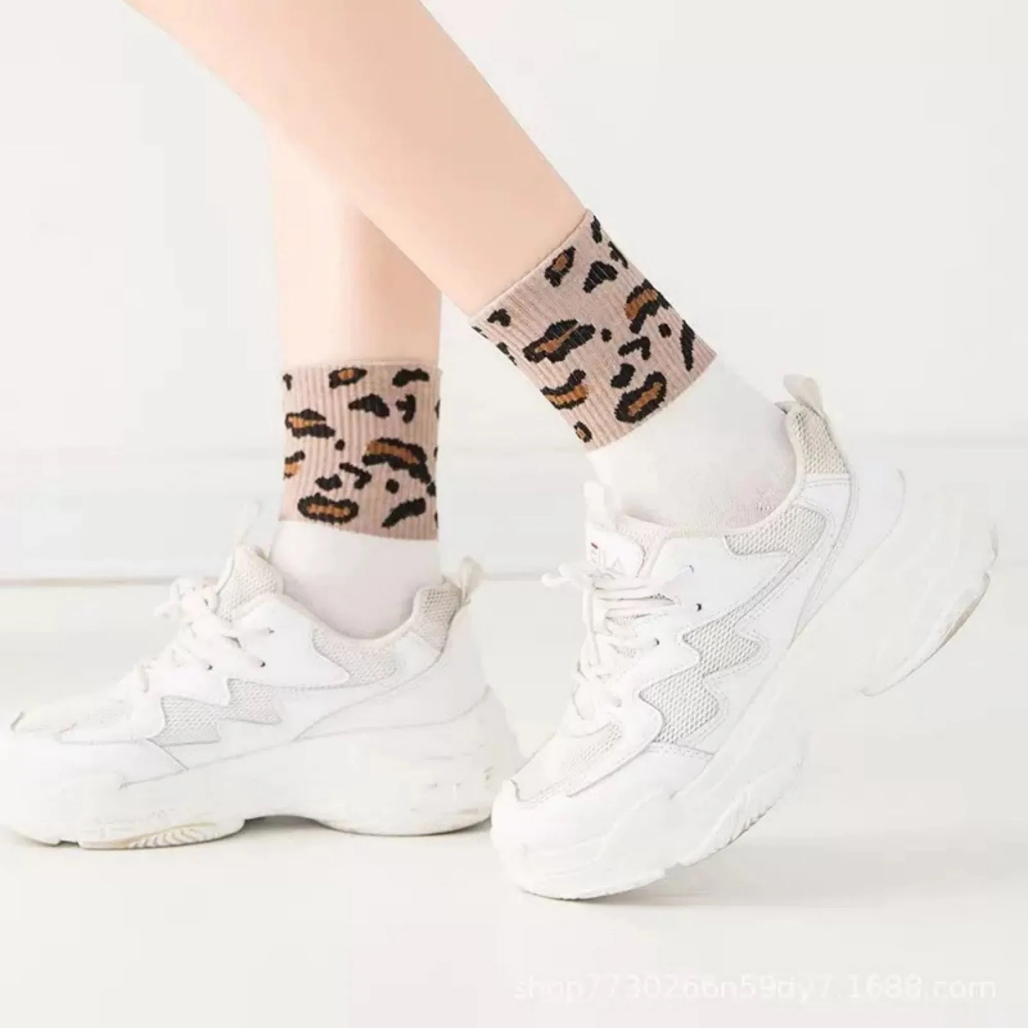Anna-Kaci Women's 3-Pack Crew Socks with Ribbed Leopard Print Cuffs and Soft Stretch Knit Design sold by Anna-Kaci product image thumbnail 2