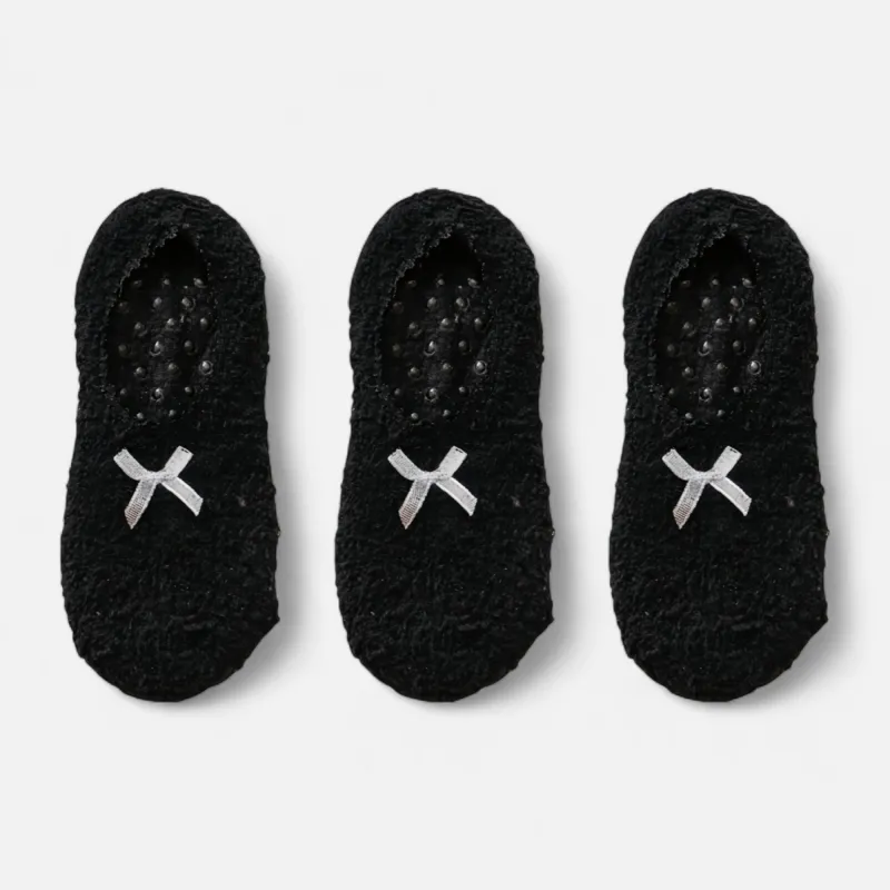 Anna-Kaci Women's 3-Pack Non-Slip Plush Fuzzy Slipper Socks with Fabric Bow and Grip Bottoms sold by Anna-Kaci