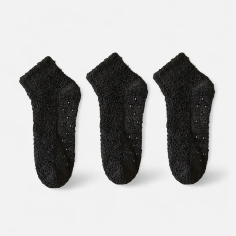 Anna-Kaci Women's 3-Pack Non-Slip Plush Fuzzy Ankle Socks with Grips and Soft Cozy Texture sold by Anna-Kaci
