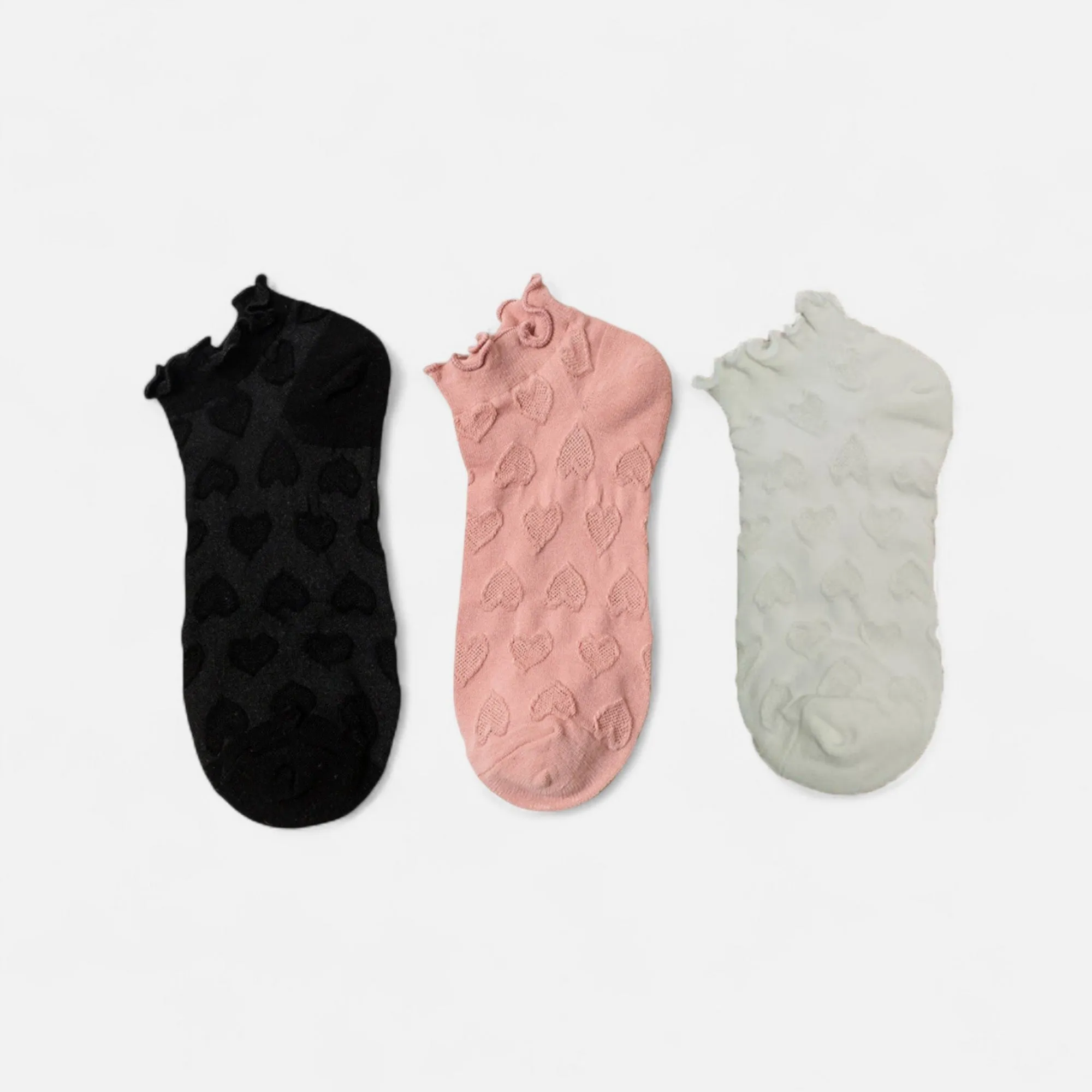 Anna-Kaci Women's 3-Pack Heart Knit Ankle Socks with Ruffle Trim and Soft Stretchy Fabric sold by Anna-Kaci