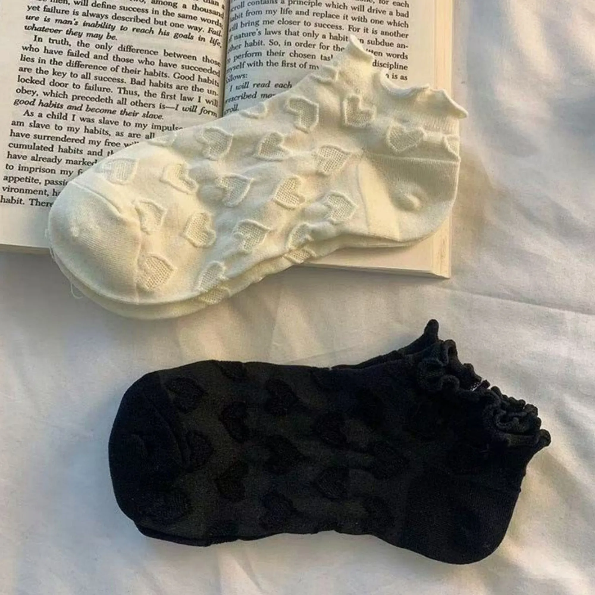 Anna-Kaci Women's 3-Pack Heart Knit Ankle Socks with Ruffle Trim and Soft Stretchy Fabric sold by Anna-Kaci product image thumbnail 3