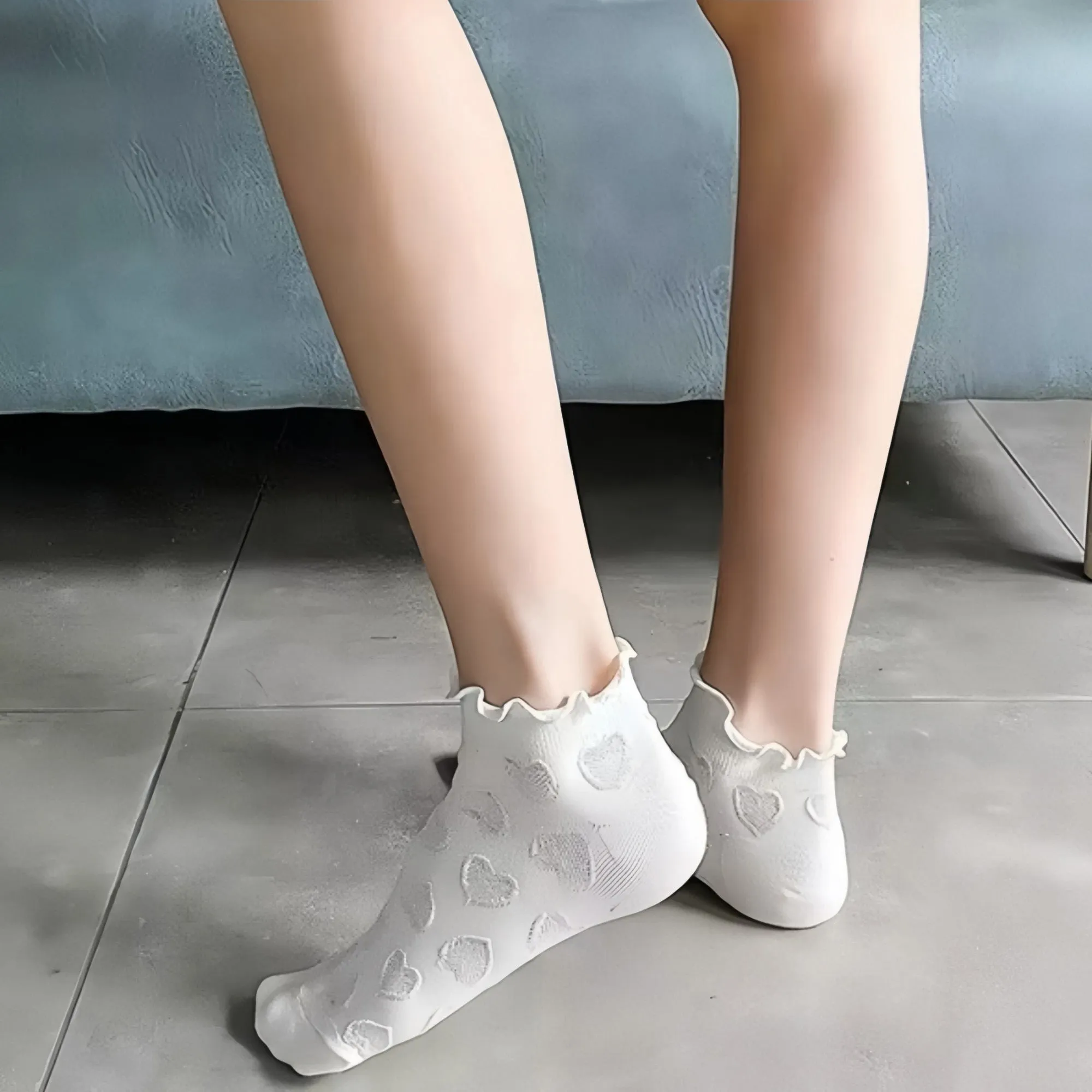 Anna-Kaci Women's 3-Pack Heart Knit Ankle Socks with Ruffle Trim and Soft Stretchy Fabric sold by Anna-Kaci product image thumbnail 2