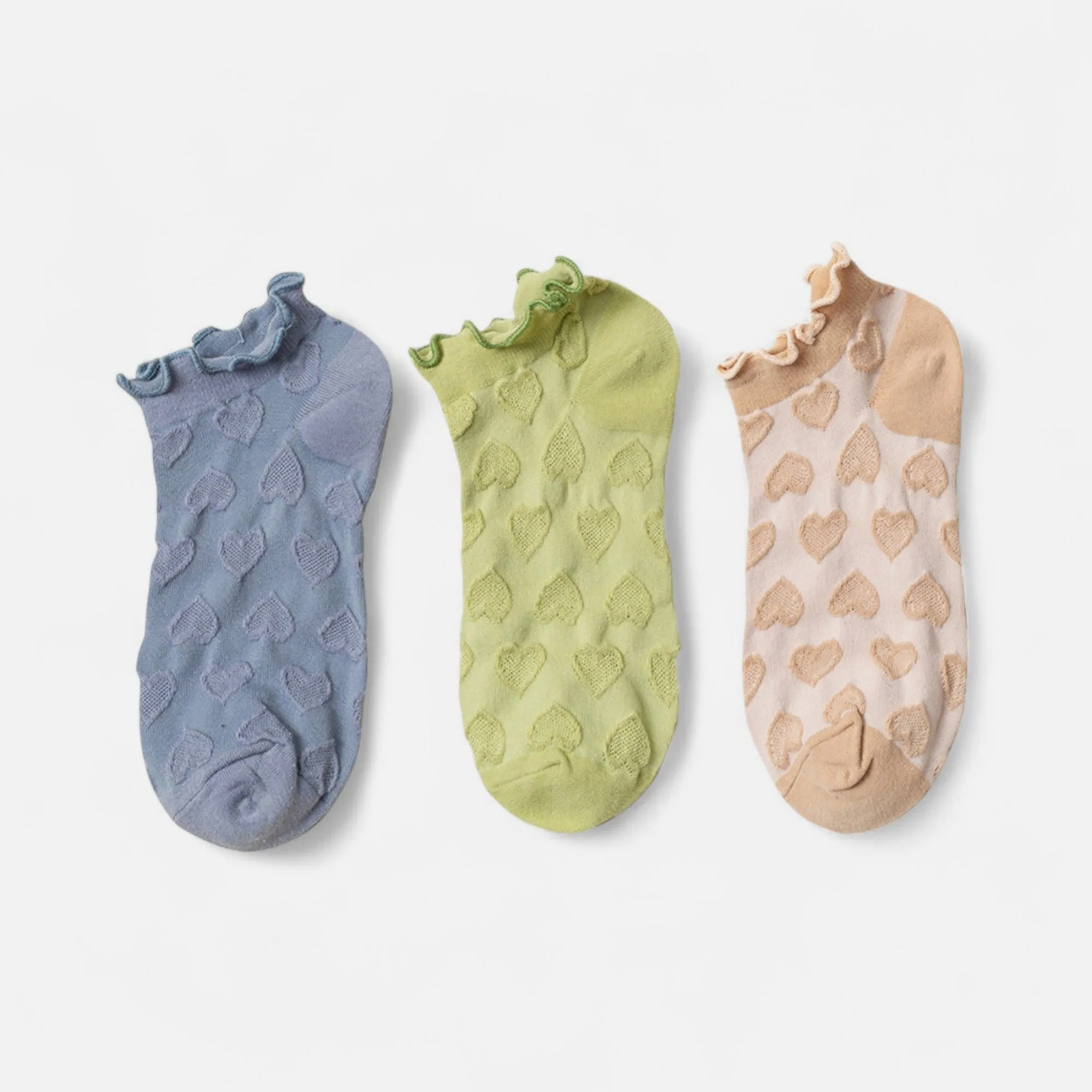 Anna-Kaci Women's 3-Pack Heart Knit Ankle Socks with Ruffle Trim and Soft Stretchy Fabric sold by Anna-Kaci product image thumbnail 5