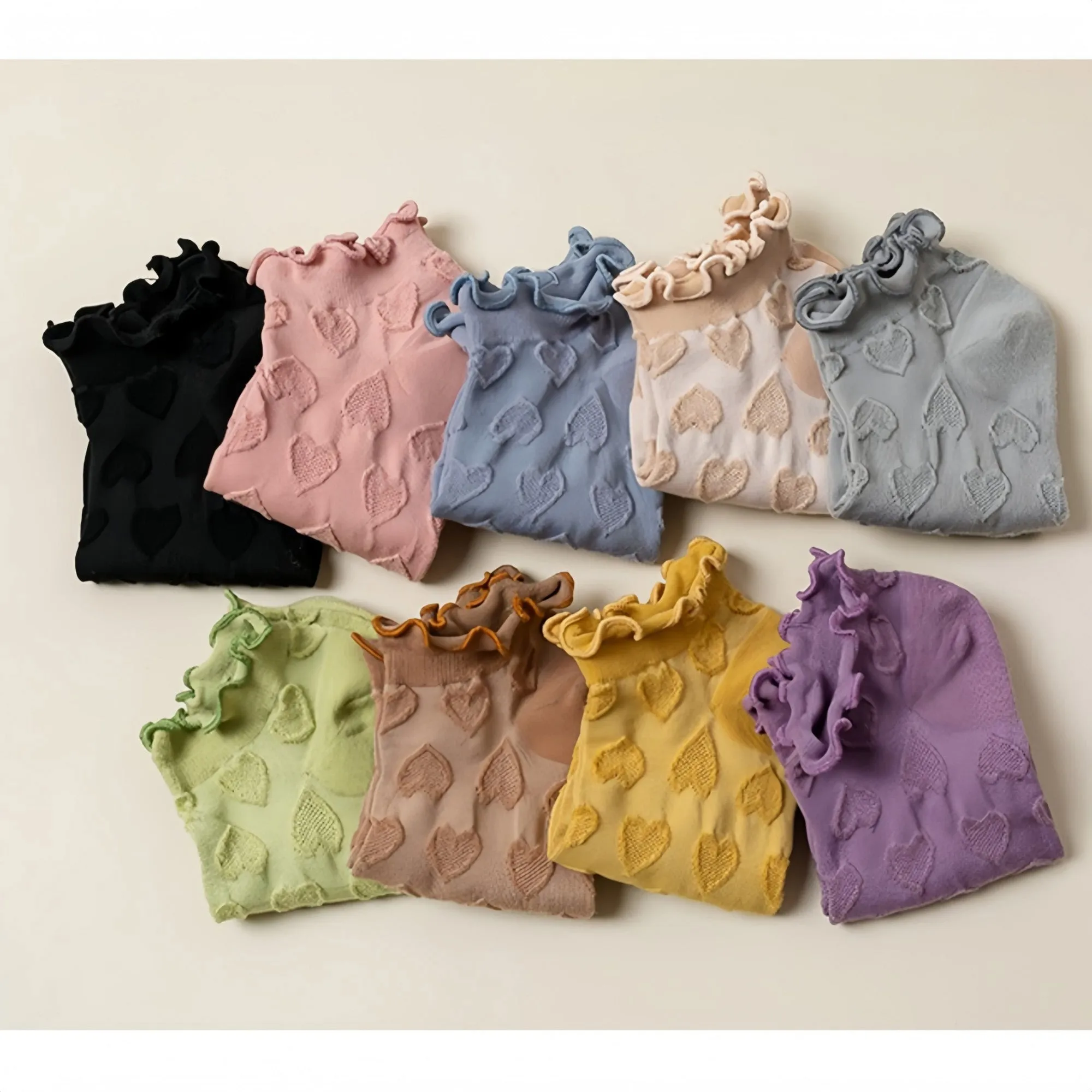 Anna-Kaci Women's 3-Pack Heart Knit Ankle Socks with Ruffle Trim and Soft Stretchy Fabric sold by Anna-Kaci product image thumbnail 4