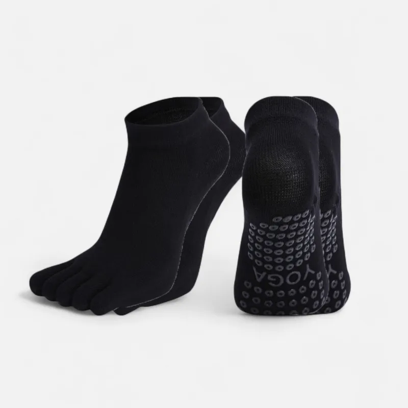 Anna-Kaci Women's 2-Pack Five-Toe Non-Slip Ankle Socks with Grip Soles for Yoga Pilates and Barefoot Stability sold by Anna-Kaci