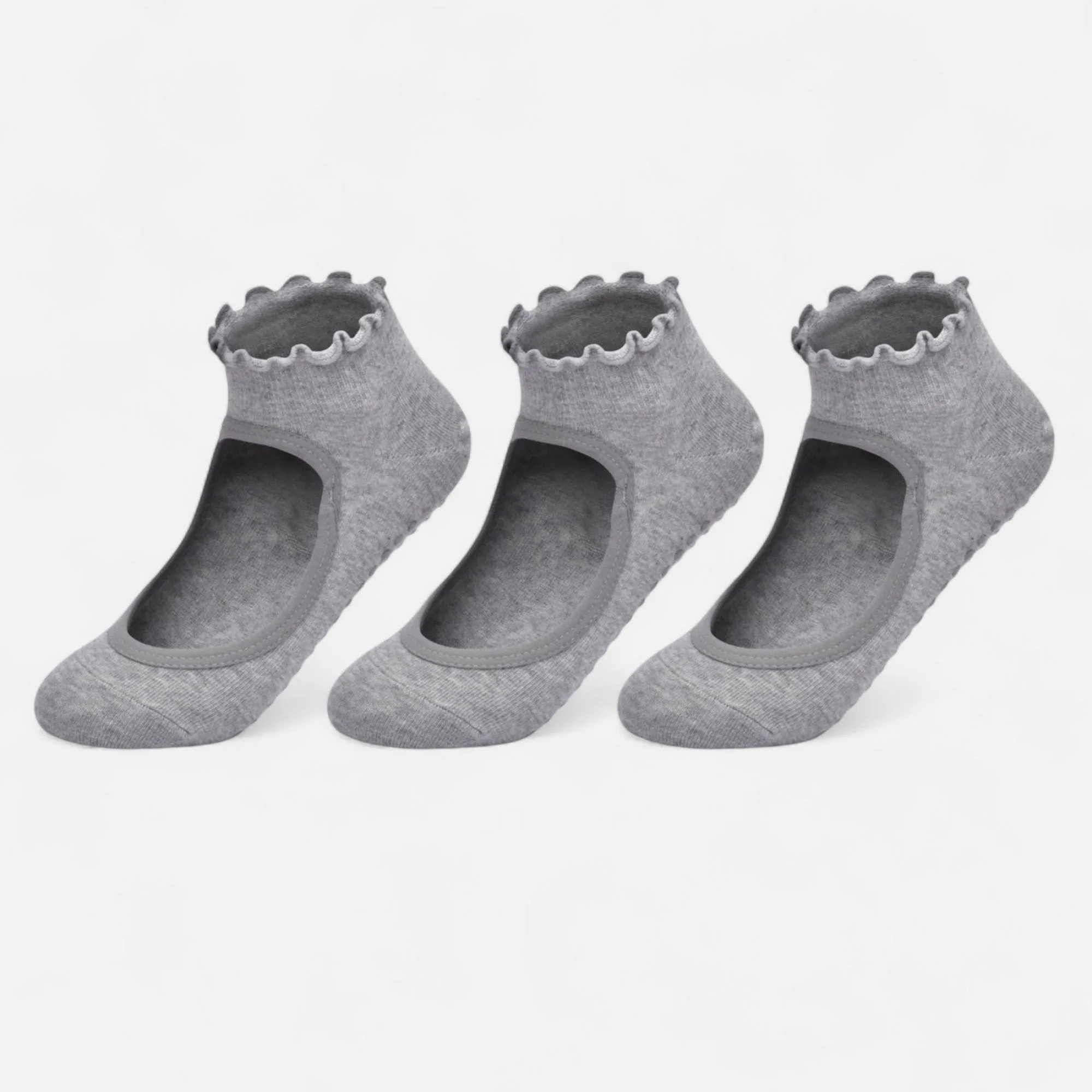 Anna-Kaci Women's 3-Pack Non-Slip Ballet Cut Ankle Socks with Ruffled Trim and Grip Soles for Yoga or Daily Wear sold by Anna-Kaci product image thumbnail 4
