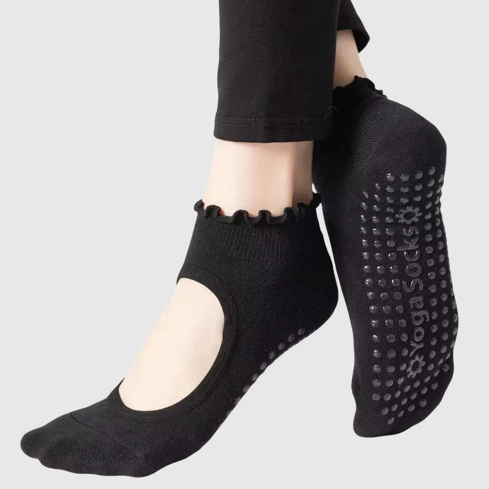 Anna-Kaci Women's 3-Pack Non-Slip Ballet Cut Ankle Socks with Ruffled Trim and Grip Soles for Yoga or Daily Wear sold by Anna-Kaci product image thumbnail 2