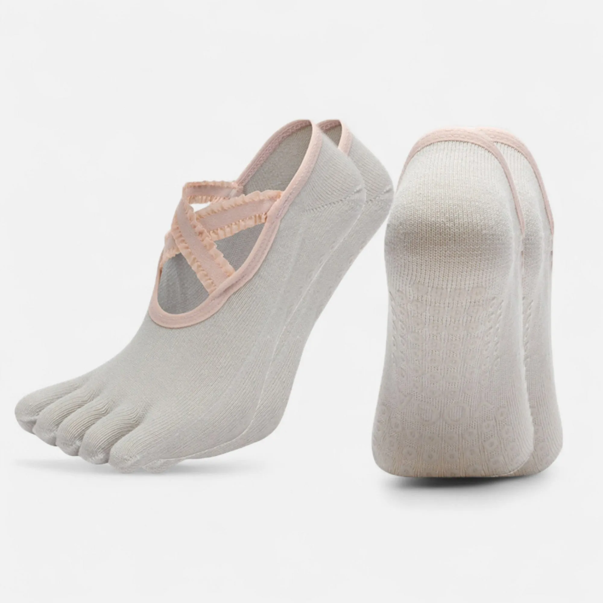 Anna-Kaci Women's 2-Pack Toe Grip Ballet Socks with Crisscross Elastic Bands and Soft Stretch Knit for Pilates or Barre sold by Anna-Kaci product image thumbnail 3