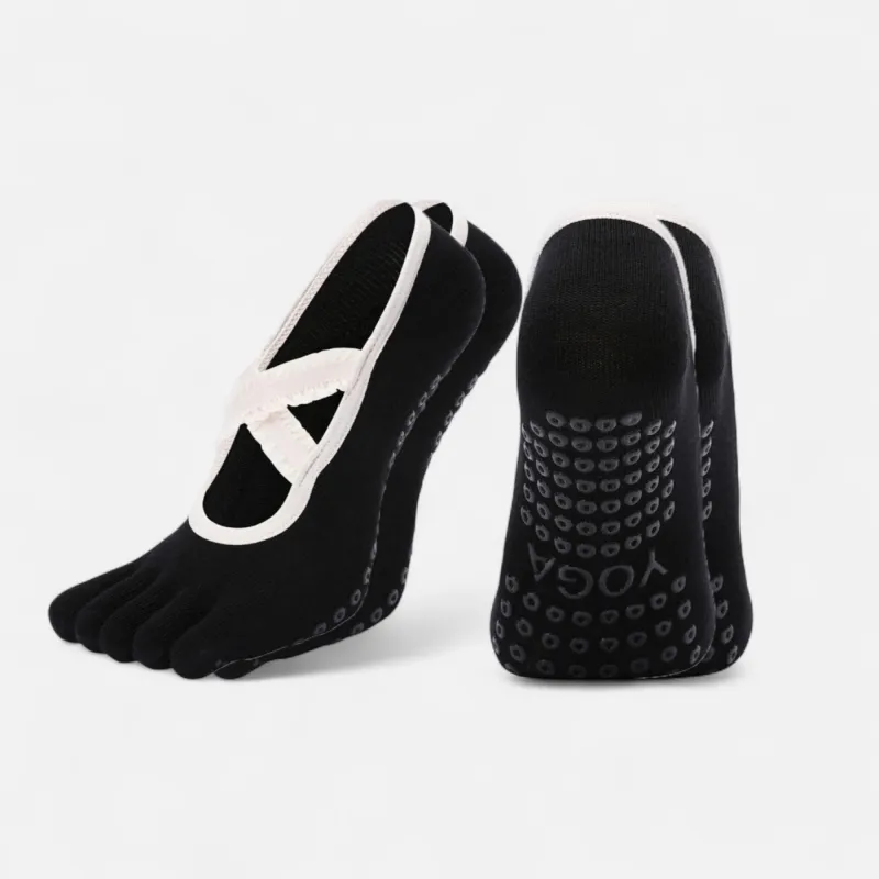 Anna-Kaci Women's 2-Pack Toe Grip Ballet Socks with Crisscross Elastic Bands and Soft Stretch Knit for Pilates or Barre sold by Anna-Kaci