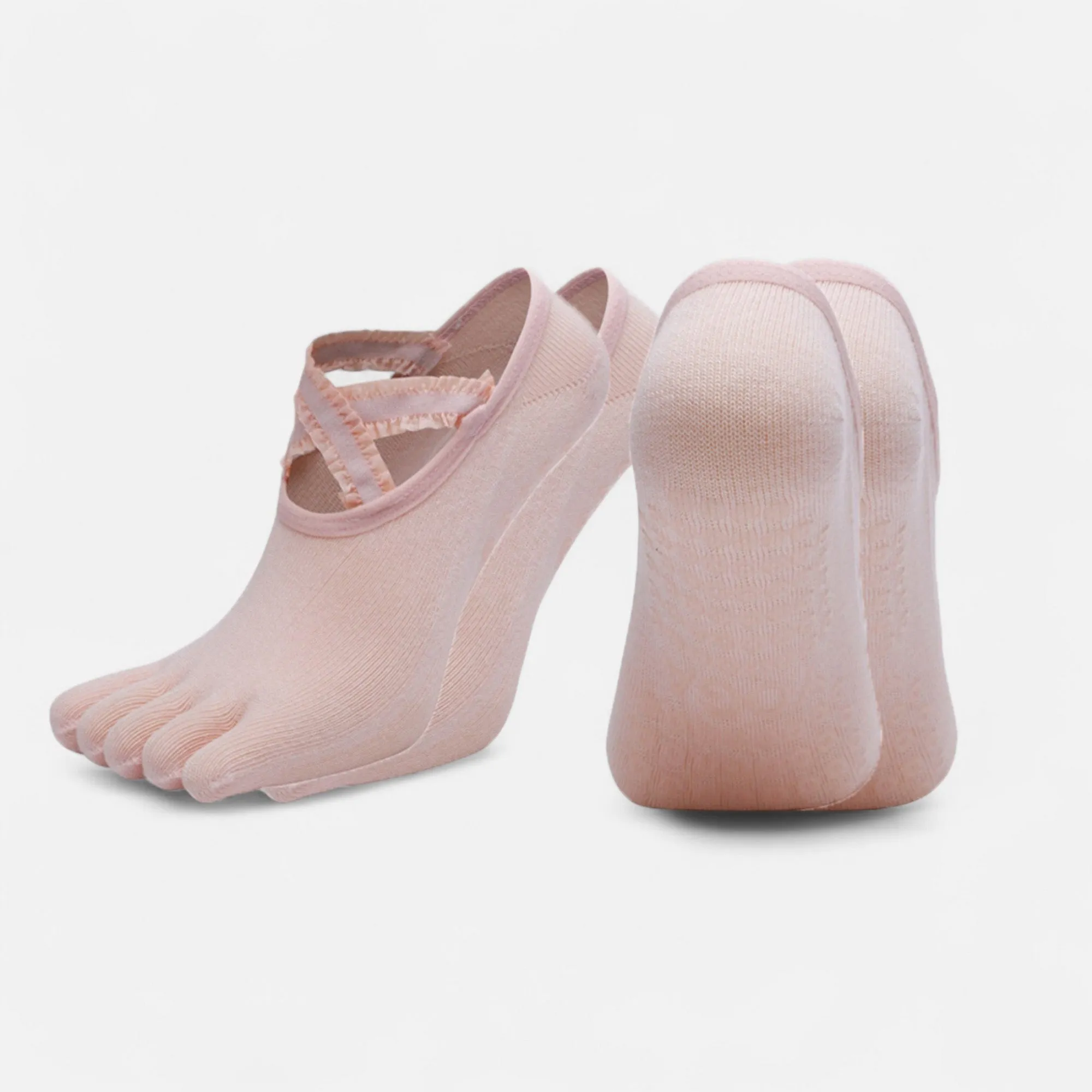 Anna-Kaci Women's 2-Pack Toe Grip Ballet Socks with Crisscross Elastic Bands and Soft Stretch Knit for Pilates or Barre sold by Anna-Kaci product image thumbnail 2