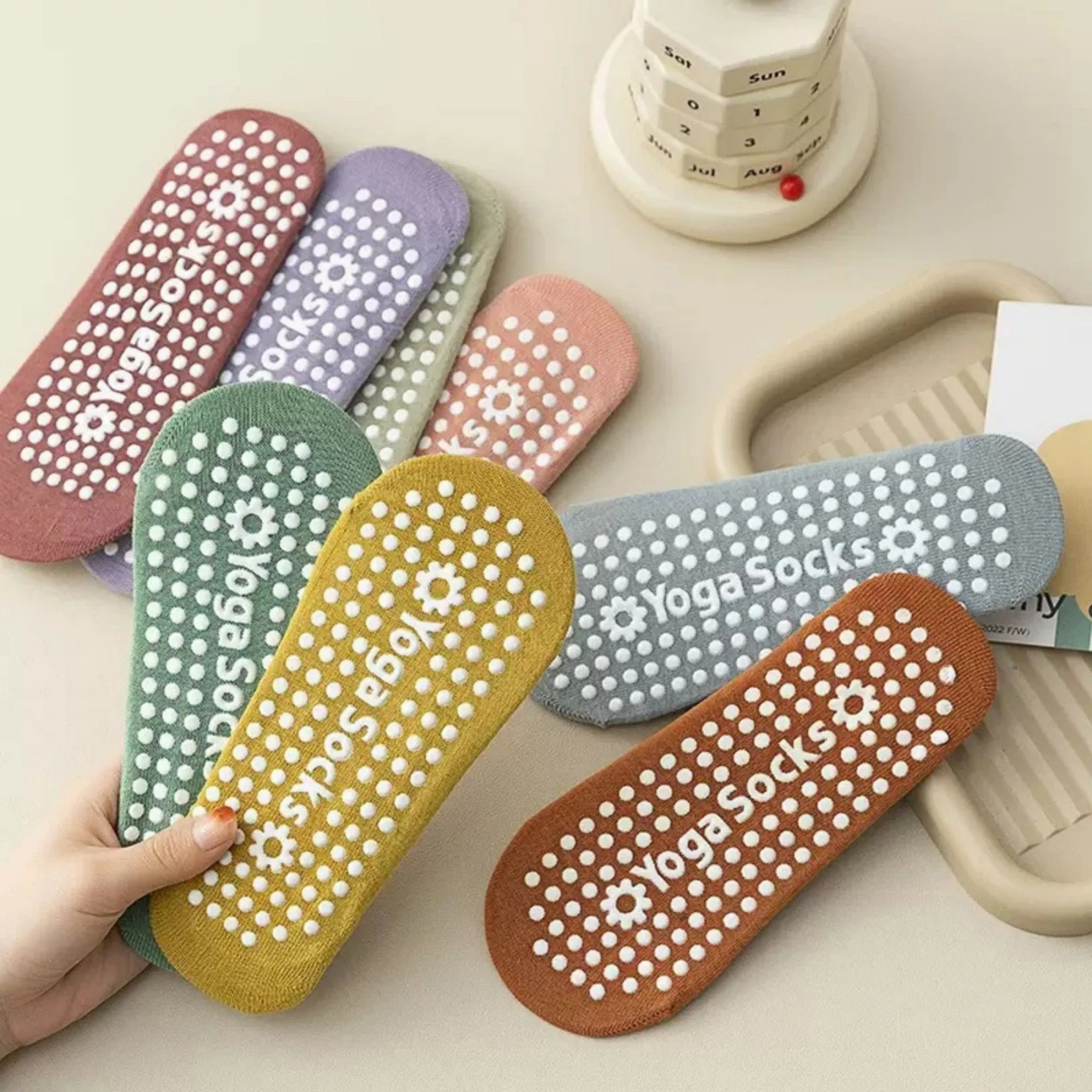 Anna-Kaci Women's 3-Pack Ballet Cut Grip Socks with Non-Slip Flower Sole Design for Pilates and Indoor Movement sold by Anna-Kaci product image thumbnail 4