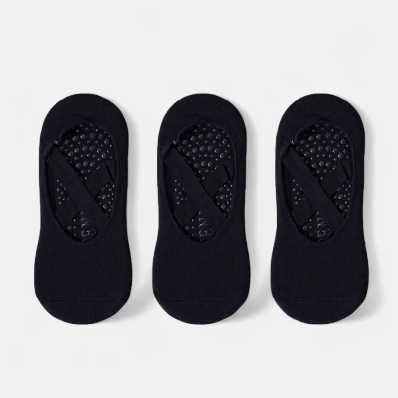 Anna-Kaci Women's 3-Pack Ballet Style Grip Socks with Crisscross Elastic and Non-Slip Soles for Barre Pilates Yoga sold by Anna-Kaci