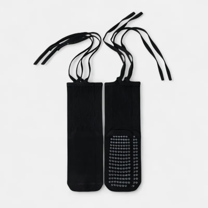 Anna-Kaci Women's 2-Pack Over-the-Calf Grip Socks with Ribbon Tie and Non-Slip Sole for Barre Pilates Yoga sold by Anna-Kaci