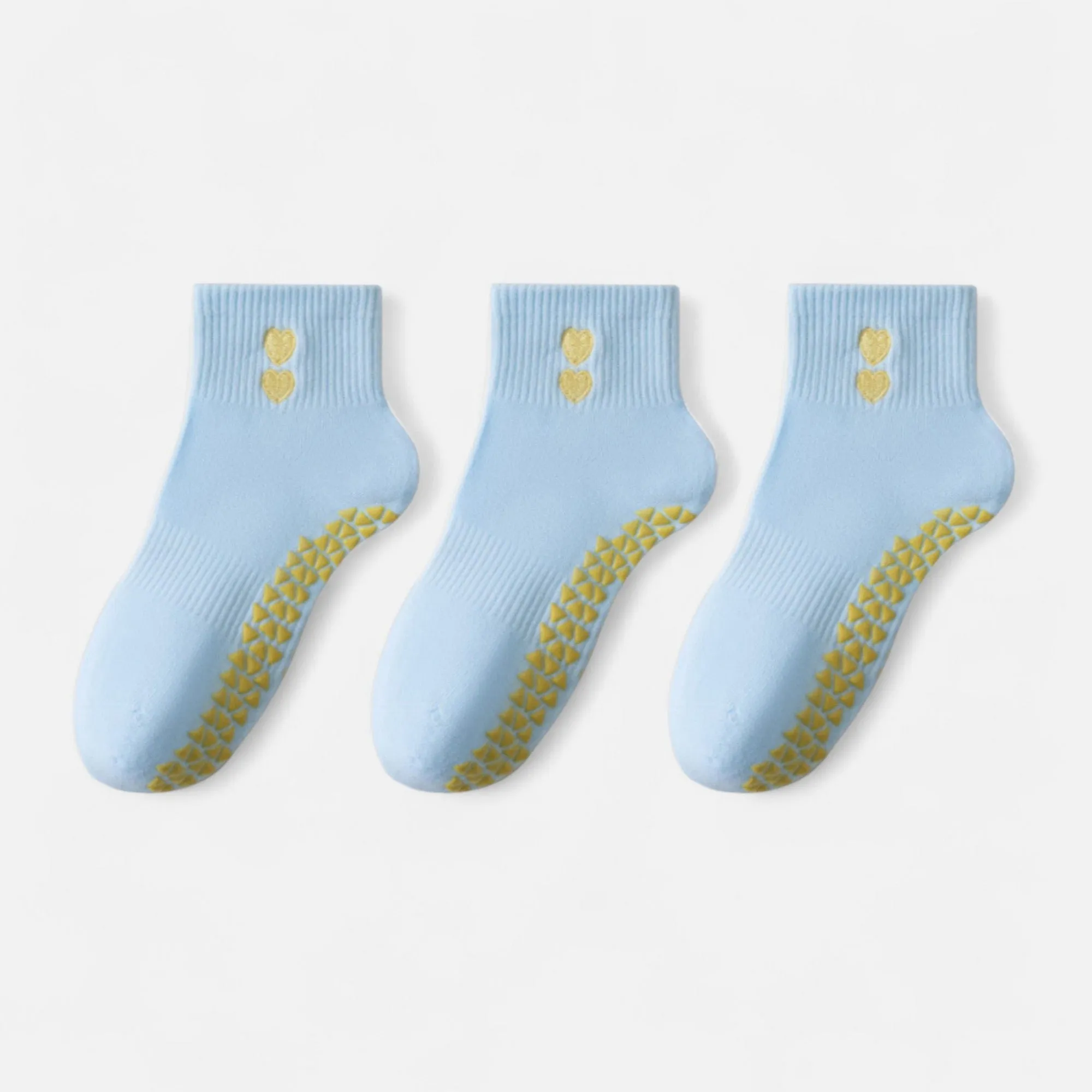 Anna-Kaci Women's Grip Ankle Socks 3-Pack with Heart Embroidery and Anti-Slip Soles for Yoga and Indoor Use sold by Anna-Kaci product image thumbnail 4