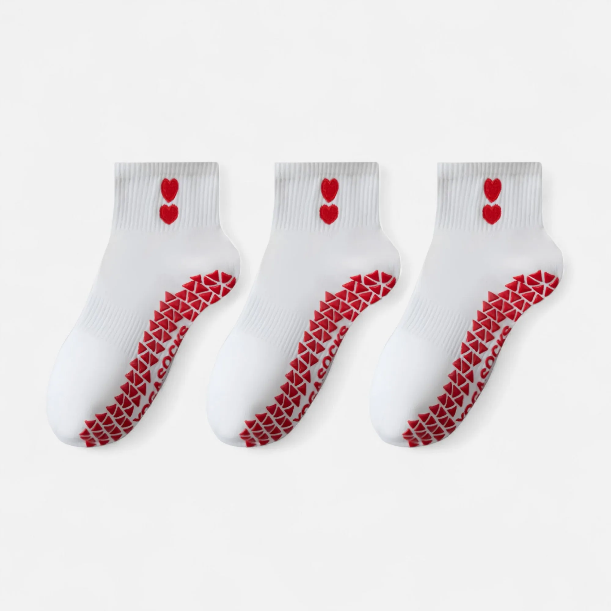 Anna-Kaci Women's Grip Ankle Socks 3-Pack with Heart Embroidery and Anti-Slip Soles for Yoga and Indoor Use sold by Anna-Kaci product image thumbnail 2