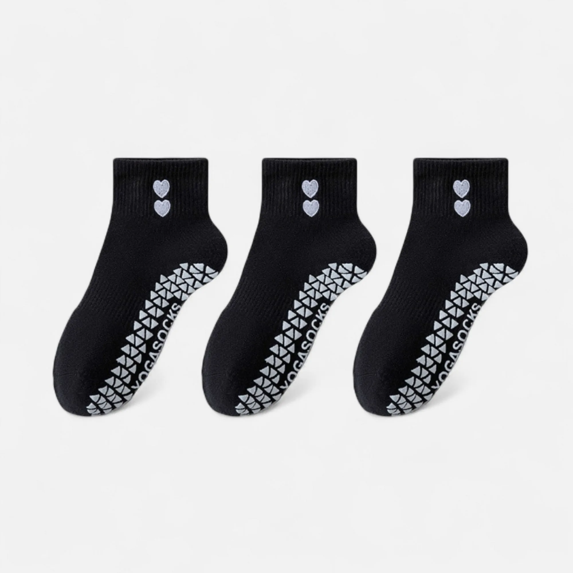 Anna-Kaci Women's Grip Ankle Socks 3-Pack with Heart Embroidery and Anti-Slip Soles for Yoga and Indoor Use sold by Anna-Kaci