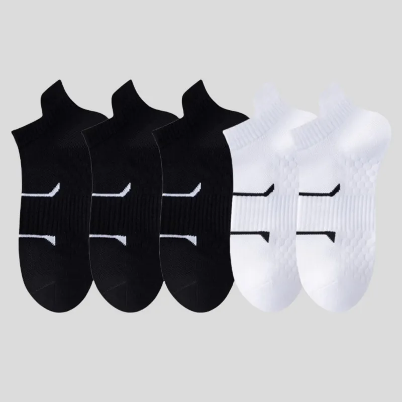 Anna-Kaci Men's Cushioned Low Cut Grip Socks 5-Pack with Arch Support and Breathable Mesh Panels sold by Anna-Kaci
