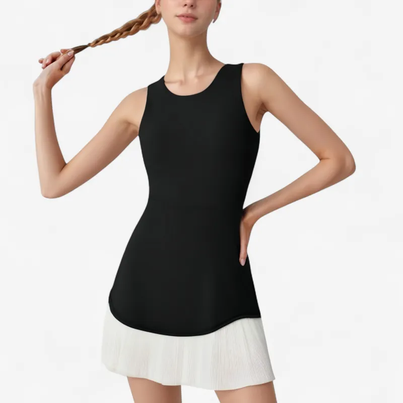 Anna-Kaci Active Women's Sleeveless Tennis Dress with Scoop Neck Fitted Bodice and Contrast Pleated Hem sold by Anna-Kaci