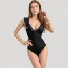 Anna-Kaci Swim Women's One Piece Swimsuit with Ruffle Shoulder Straps Deep V-Neckline and Front Ruched Detail sold by Anna-Kaci