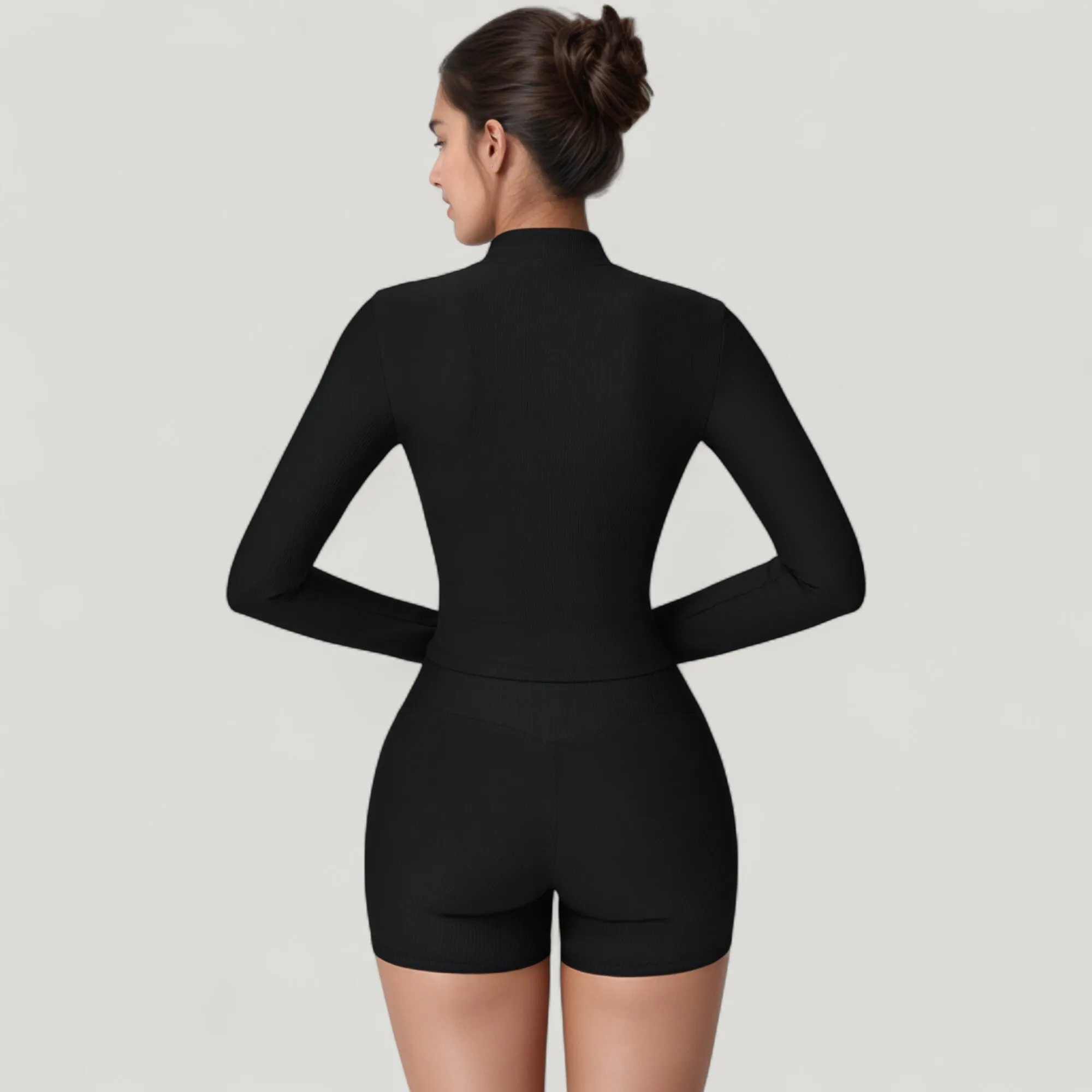 Anna-Kaci Active Women's Long Sleeve Ribbed Zip-Up Athletic Jacket with High Neckline sold by Anna-Kaci product image thumbnail 4