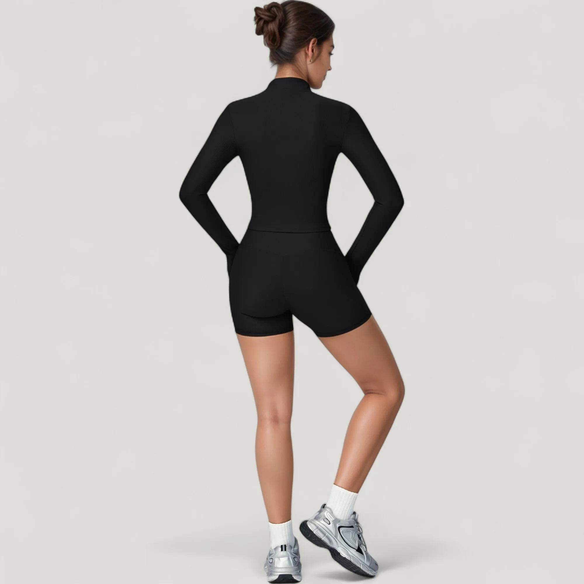 Anna-Kaci Active Women's Long Sleeve Ribbed Zip-Up Athletic Jacket with High Neckline sold by Anna-Kaci product image thumbnail 5