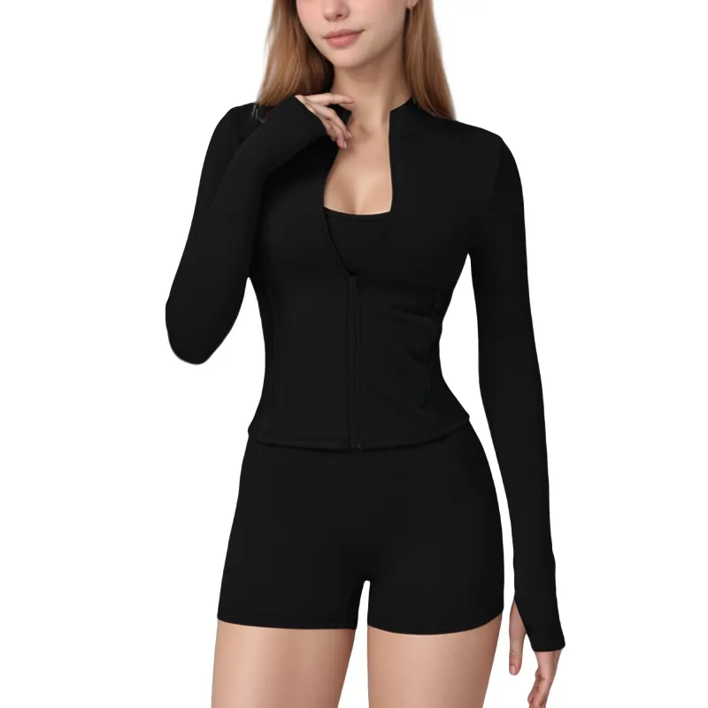 Anna-Kaci Active Women's Long Sleeve Zip-Up Athletic Jacket with Thumbholes and High Neckline sold by Anna-Kaci