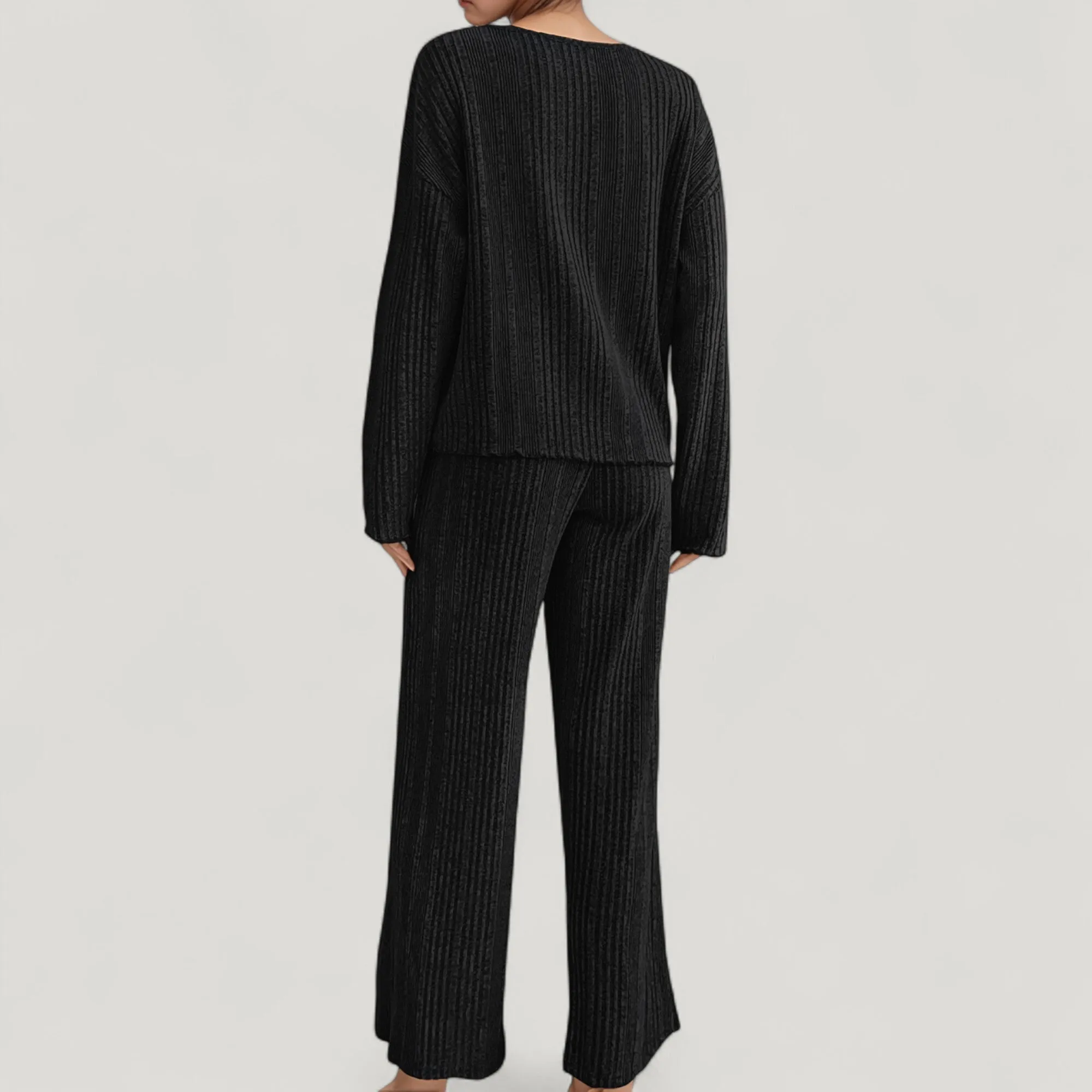 Anna-Kaci Lounge Women's Ribbed Knit Long Sleeve Crop Top and High Waist Lounge Pants Two Piece Set sold by Anna-Kaci product image thumbnail 3