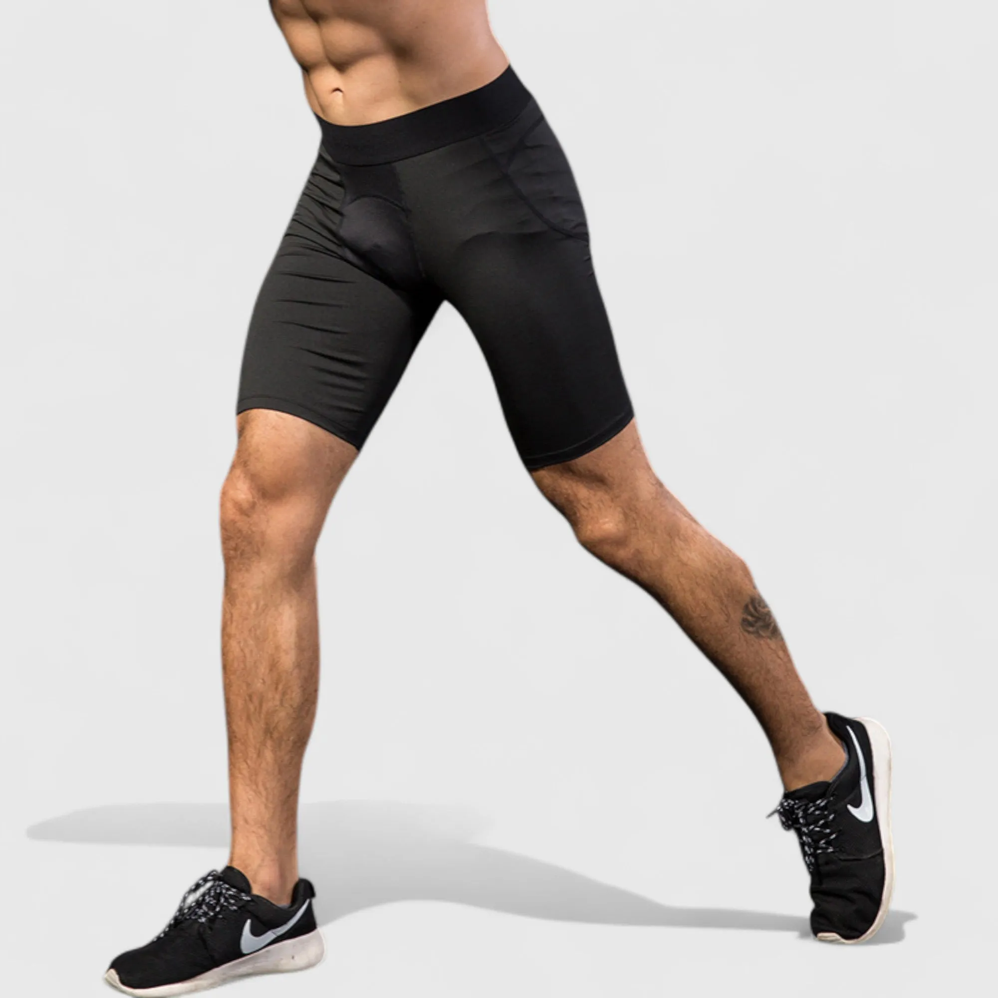 Anna-Kaci Active Men's Padded Compression Cycling Shorts with Wide Waistband and Mid-Thigh Length sold by Anna-Kaci product image thumbnail 5