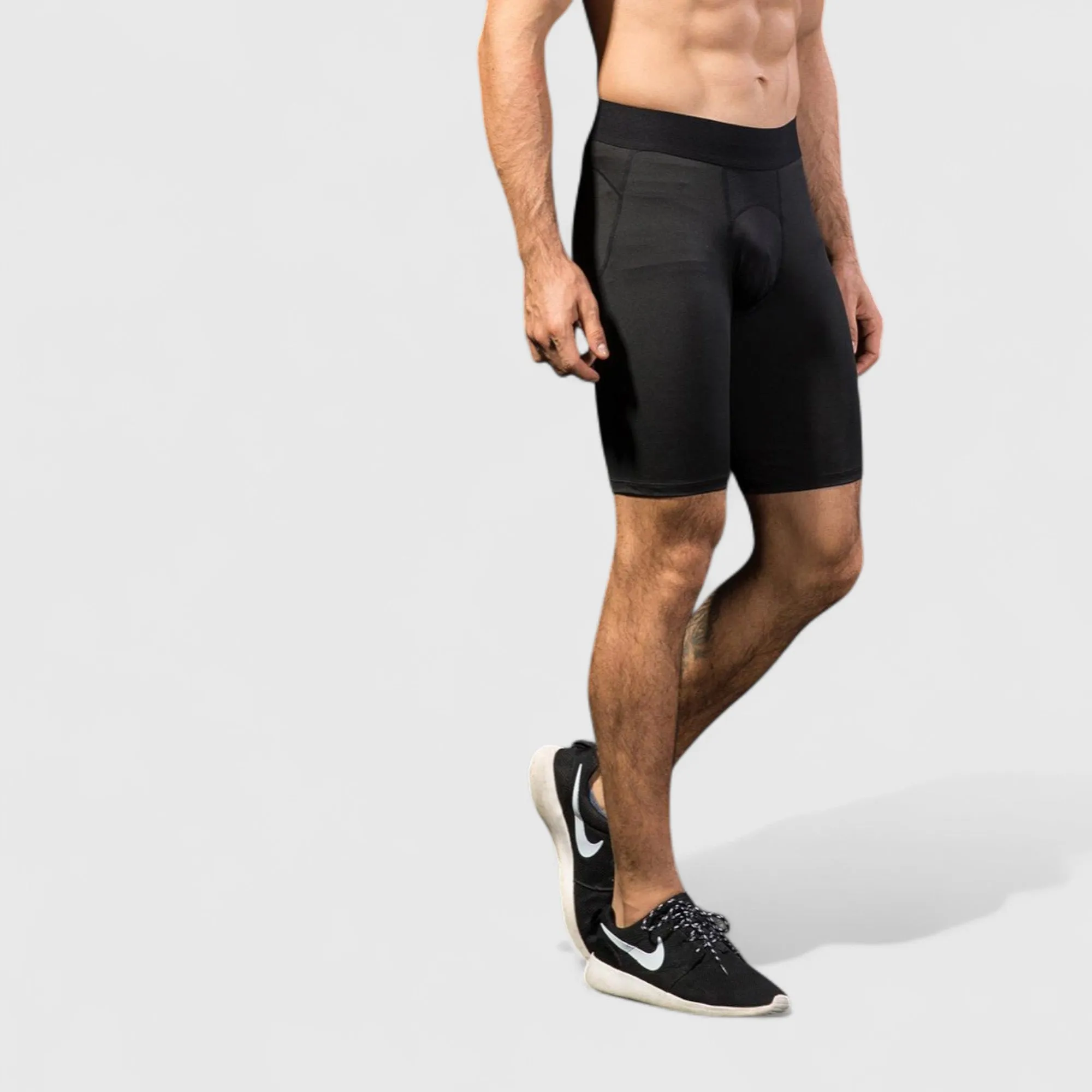 Anna-Kaci Active Men's Padded Compression Cycling Shorts with Wide Waistband and Mid-Thigh Length sold by Anna-Kaci product image thumbnail 3