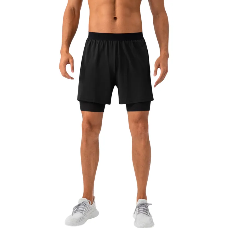 Anna-Kaci Active Men's 2-in-1 Training Shorts with Inner Compression Layer and Elastic Waistband sold by Anna-Kaci