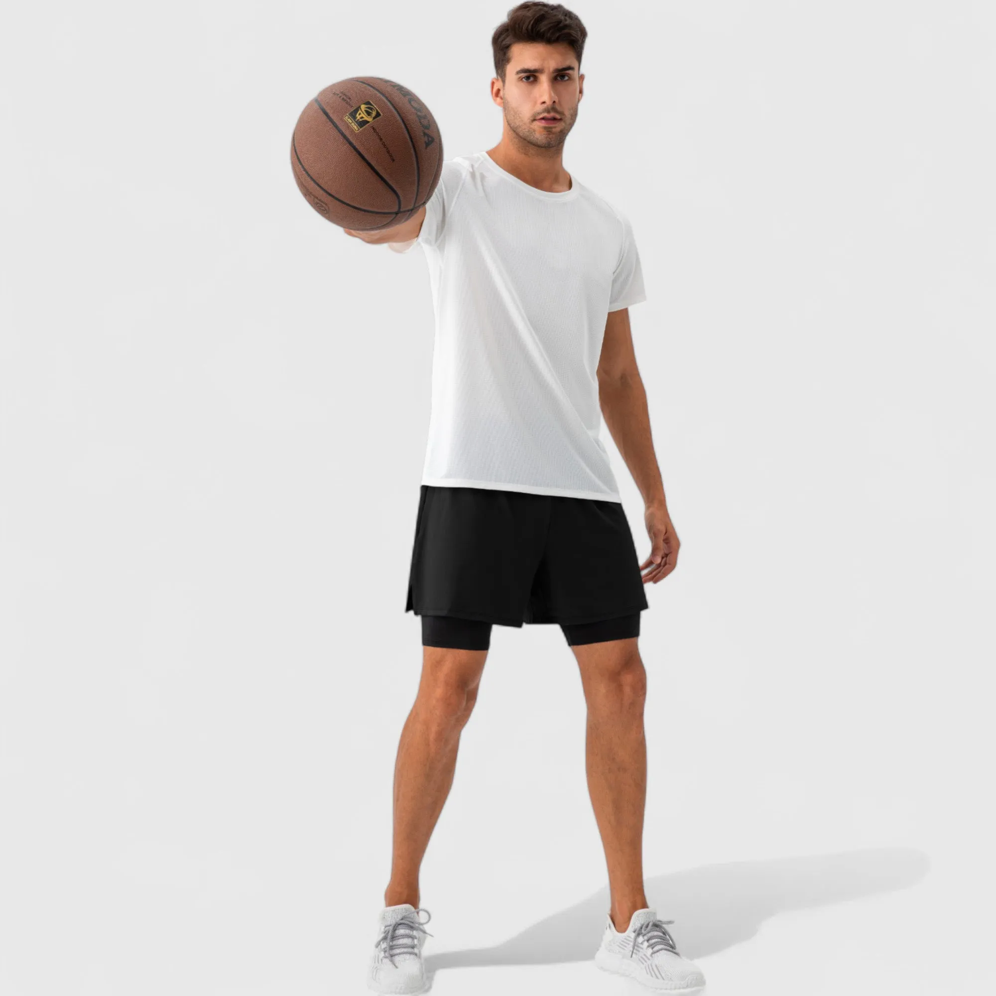 Men's 2-in-1 Training Shorts with Inner Compression Layer and Elastic Waistband sold by Anna-Kaci product image thumbnail 5