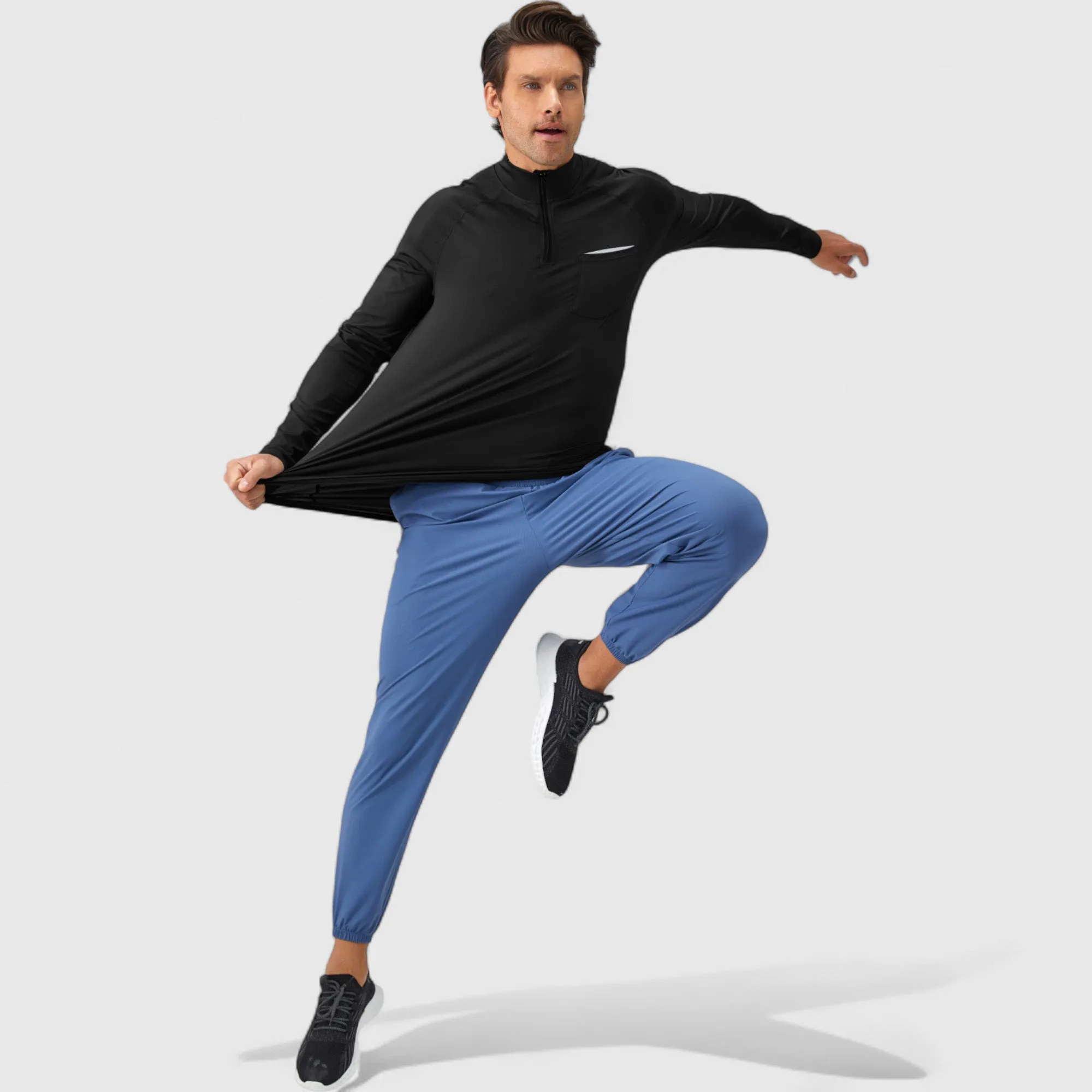 Anna-Kaci Active Men's Long Sleeve Quarter-Zip Pullover with Reflective Chest Detail and Slim Fit Design sold by Anna-Kaci product image thumbnail 4