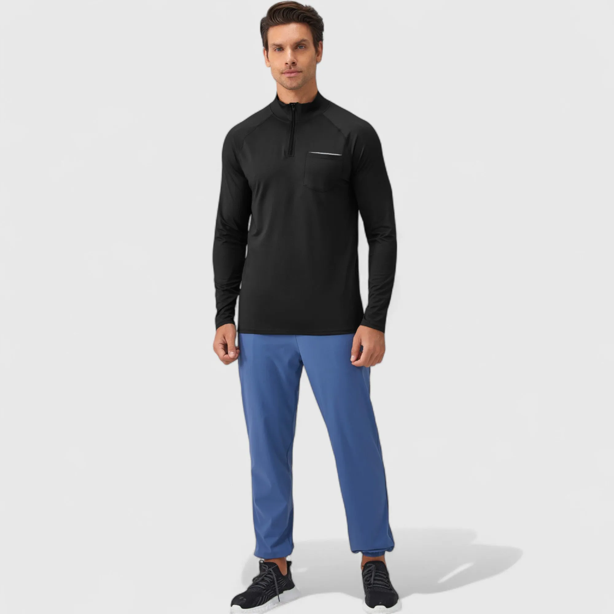 Anna-Kaci Active Men's Long Sleeve Quarter-Zip Pullover with Reflective Chest Detail and Slim Fit Design sold by Anna-Kaci product image thumbnail 5