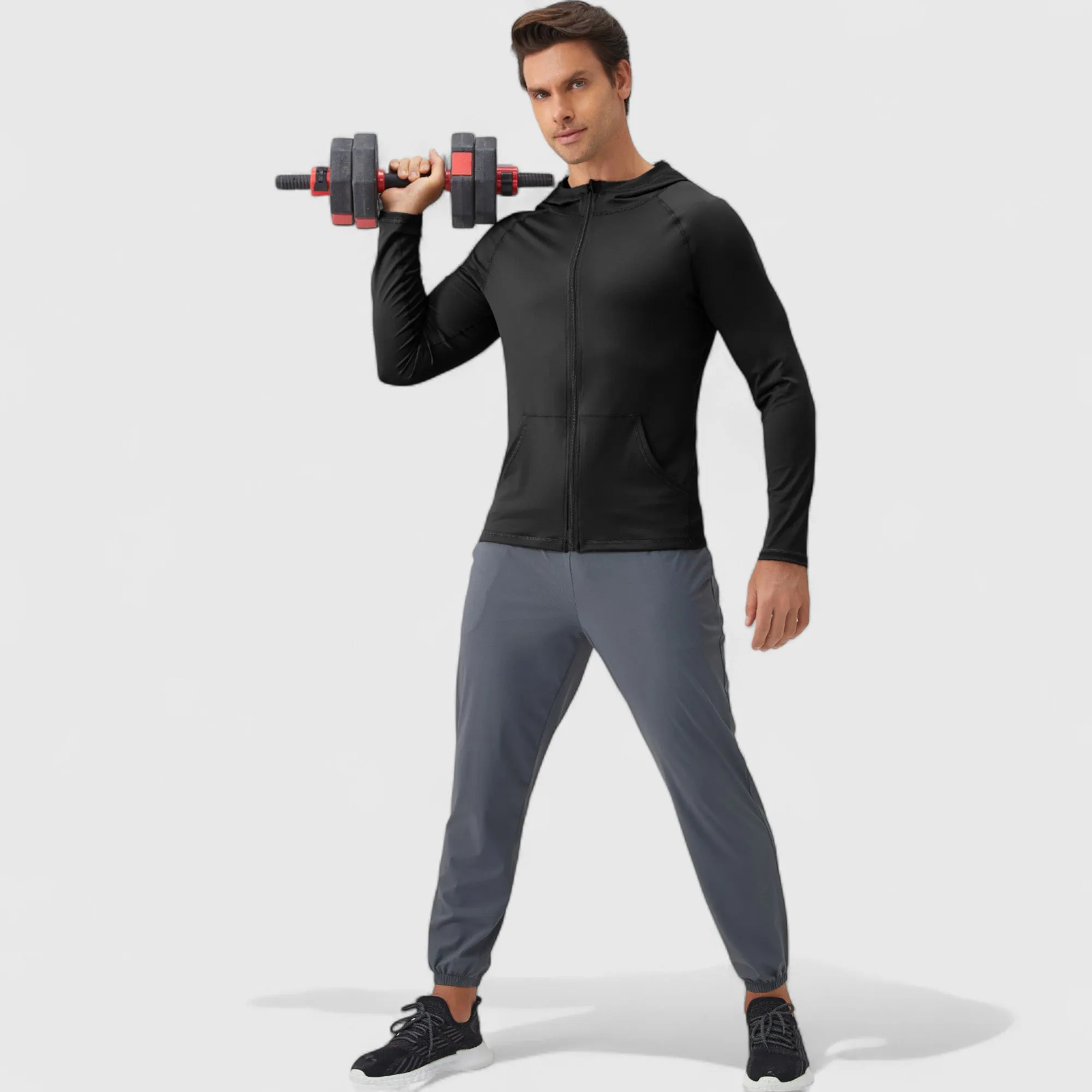 Anna-Kaci Active Men's Fitted Full-Zip Hooded Jacket with Front Pockets and Long Sleeves sold by Anna-Kaci product image thumbnail 5