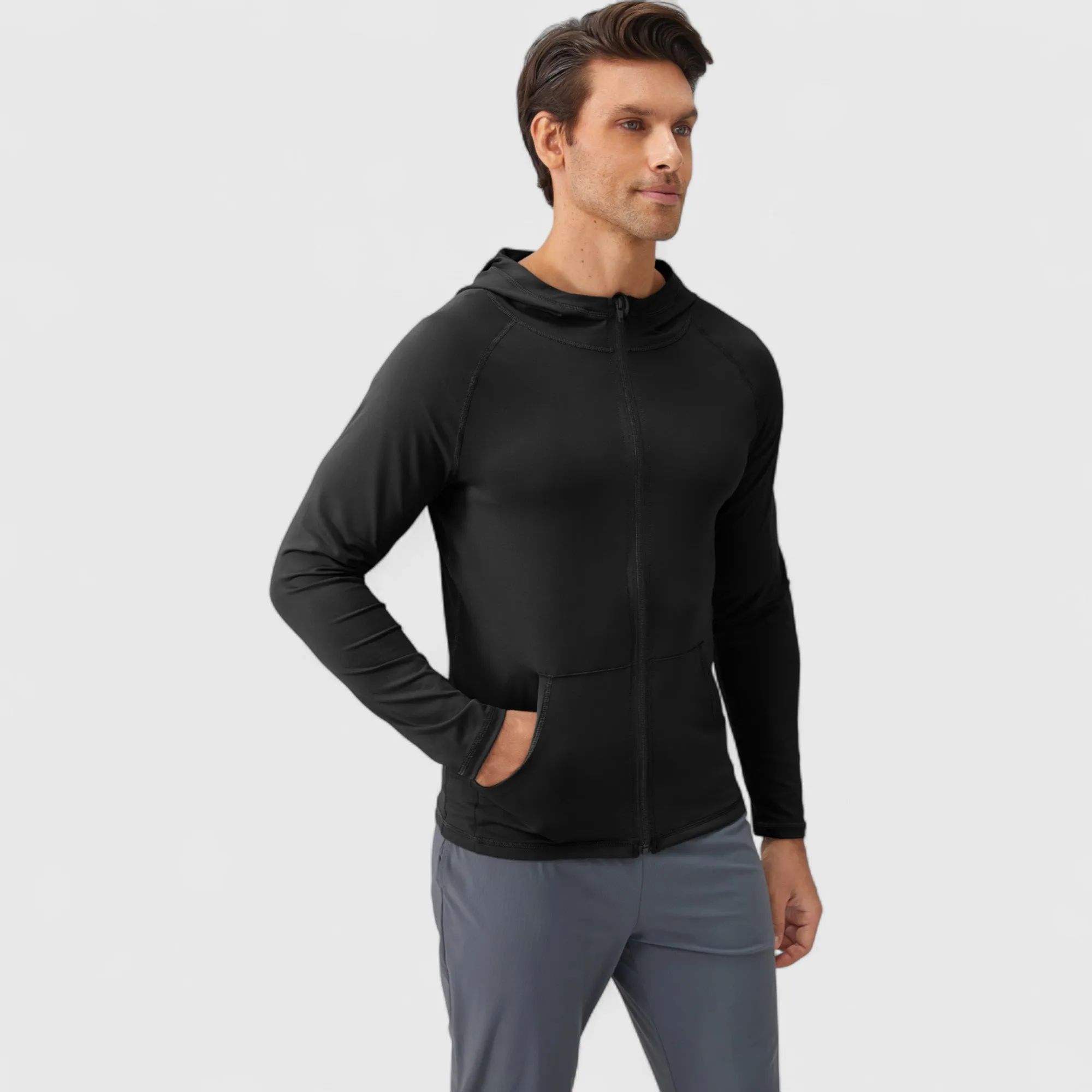 Anna-Kaci Active Men's Fitted Full-Zip Hooded Jacket with Front Pockets and Long Sleeves sold by Anna-Kaci product image thumbnail 3