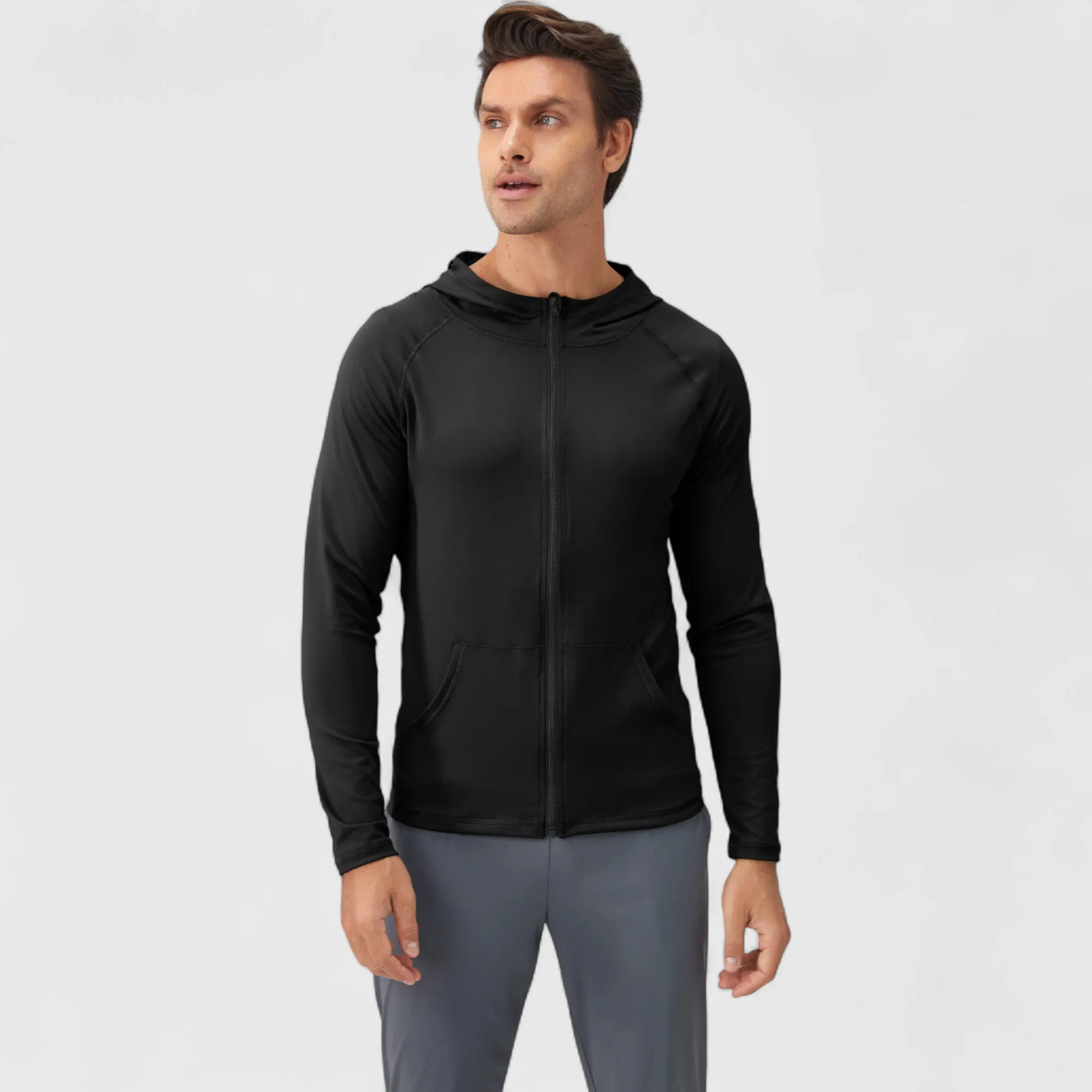 Anna-Kaci Active Men's Fitted Full-Zip Hooded Jacket with Front Pockets and Long Sleeves sold by Anna-Kaci product image thumbnail 2