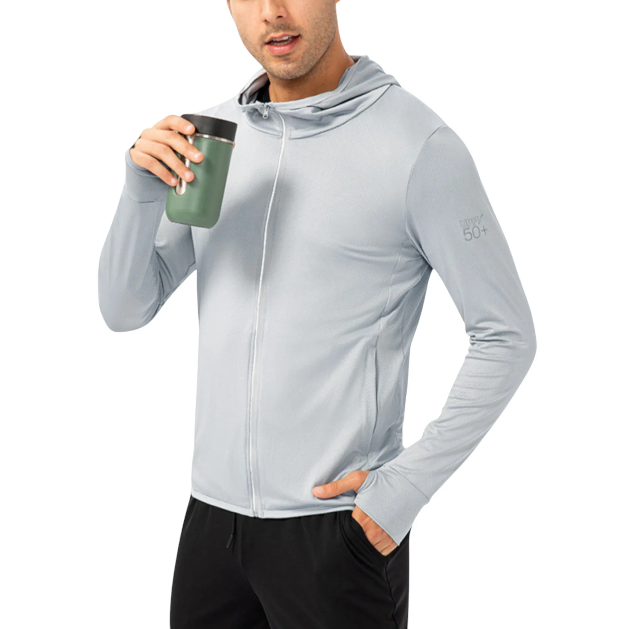 Anna-Kaci Active Men's Lightweight Zip-Up Hooded Jacket with Thumbholes and UPF 50+ Protection sold by Anna-Kaci