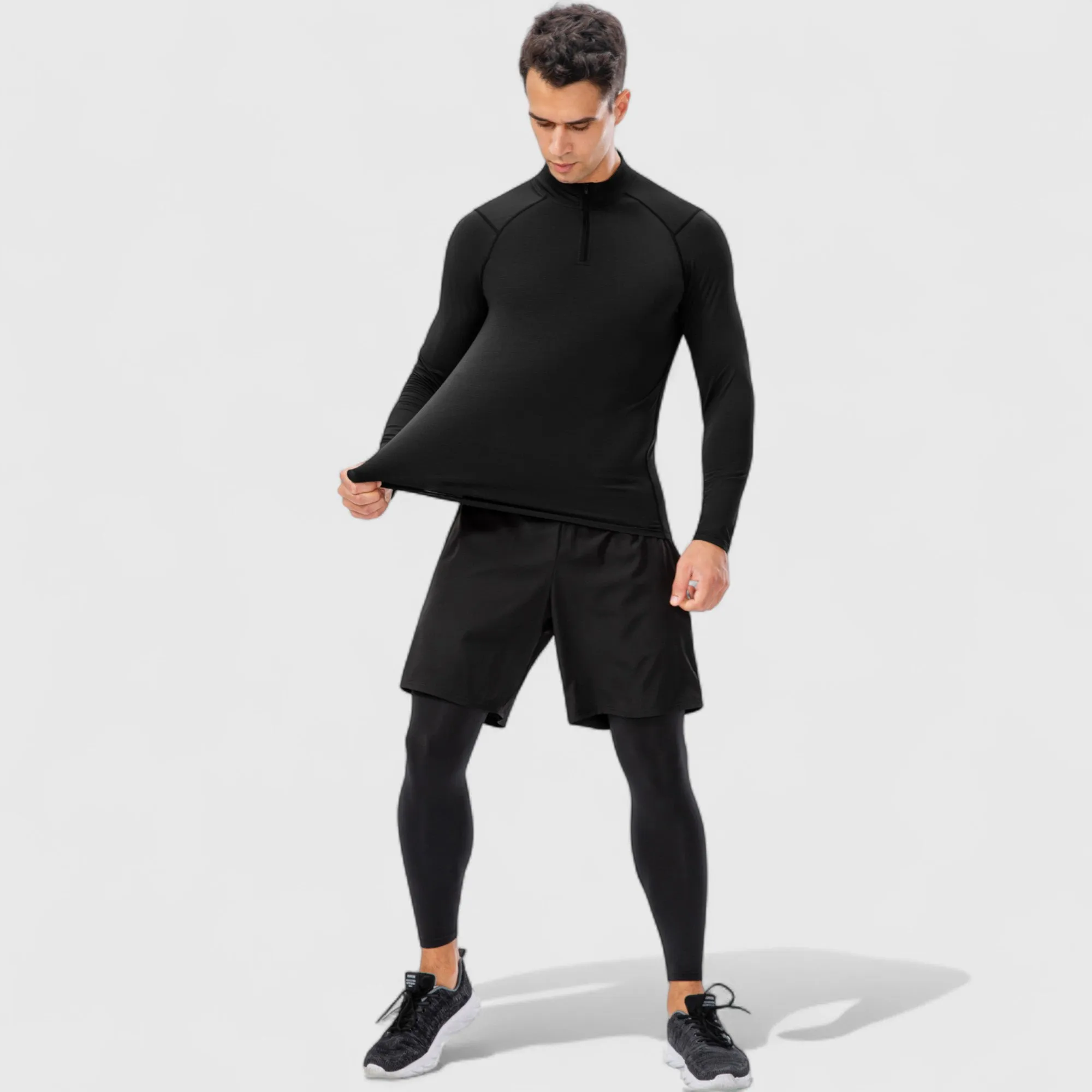 Anna-Kaci Active Men's Long Sleeve Quarter Zip Top with Athletic Fit and Raglan Sleeves for Training or Casual Wear sold by Anna-Kaci product image thumbnail 4