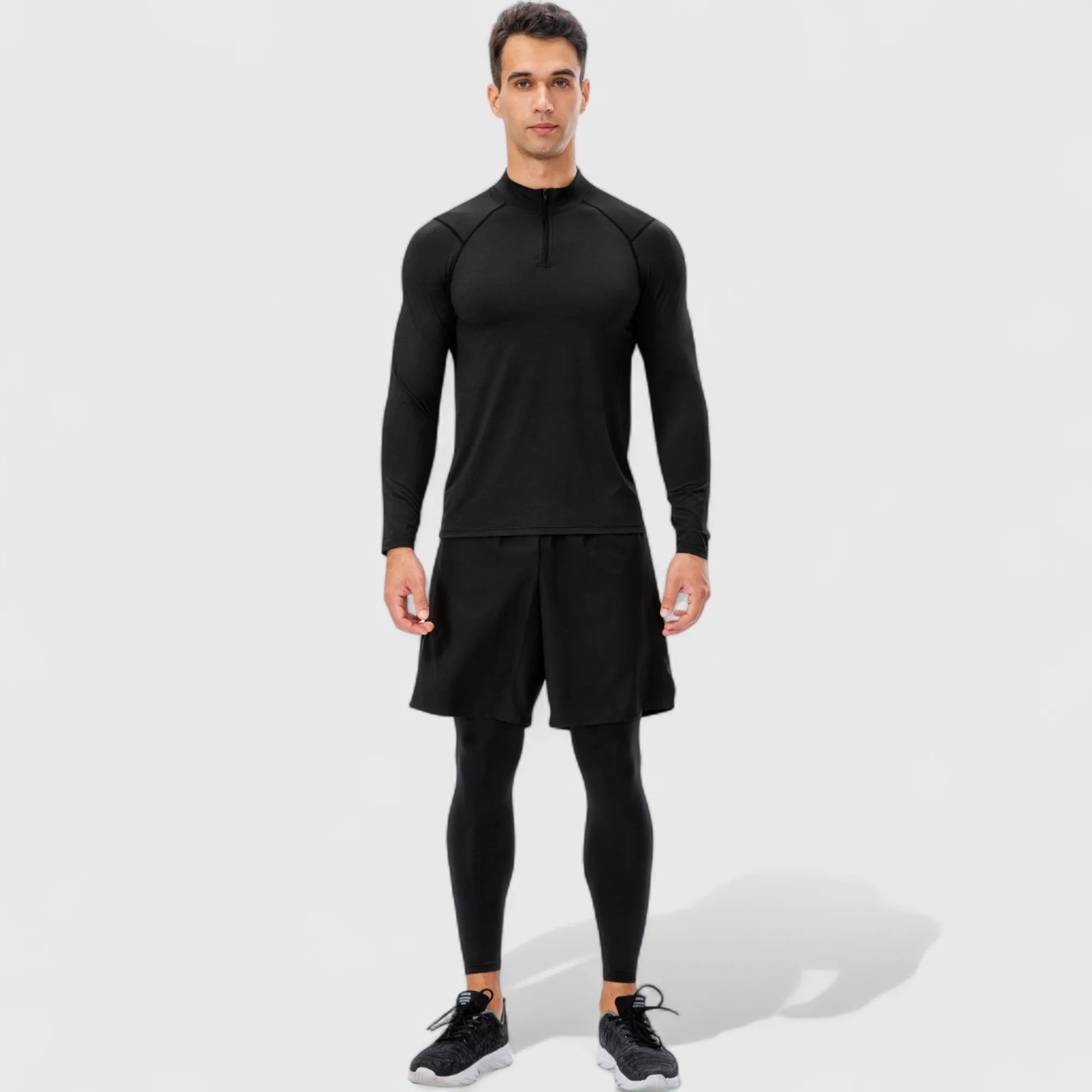 Anna-Kaci Active Men's Long Sleeve Quarter Zip Top with Athletic Fit and Raglan Sleeves for Training or Casual Wear sold by Anna-Kaci product image thumbnail 5