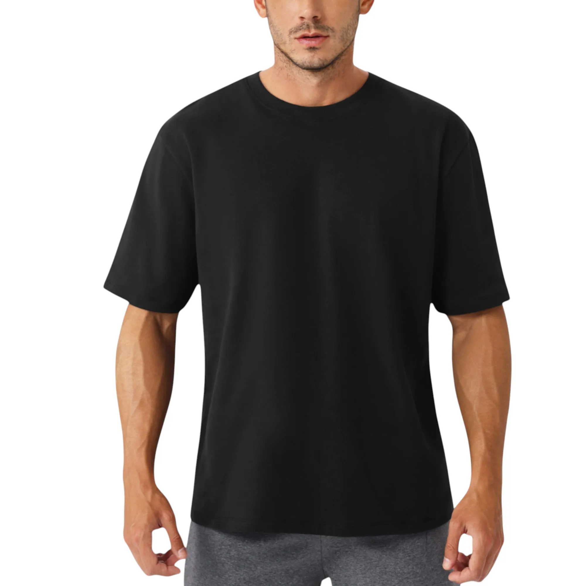Men's Oversized Fit Short Sleeve T-Shirt with Drop Shoulders and Relaxed Silhouette for Everyday Style sold by Anna-Kaci