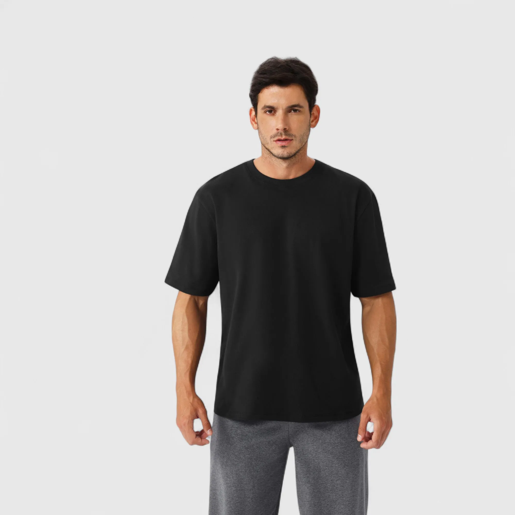 Men's Oversized Fit Short Sleeve T-Shirt with Drop Shoulders and Relaxed Silhouette for Everyday Style sold by Anna-Kaci product image thumbnail 2