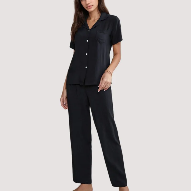 Anna-Kaci Lounge Women's 3-Piece Pajama Set with Bralette Top, Button Down Shirt, and Wide Leg Pants sold by Anna-Kaci