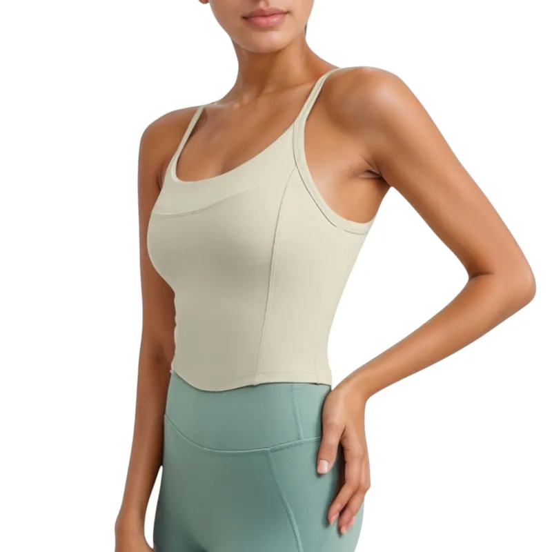 Anna-Kaci Active Women's Strappy Back Longline Activewear Tank Top with Scoop Neckline and Built-In Bra Support sold by Anna-Kaci