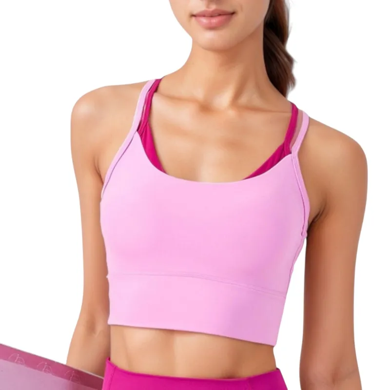 Anna-Kaci Active Women's Scoop Neck Sports Bra with Double Strap Back and Soft Stretch Fabric made by Anna-Kaci