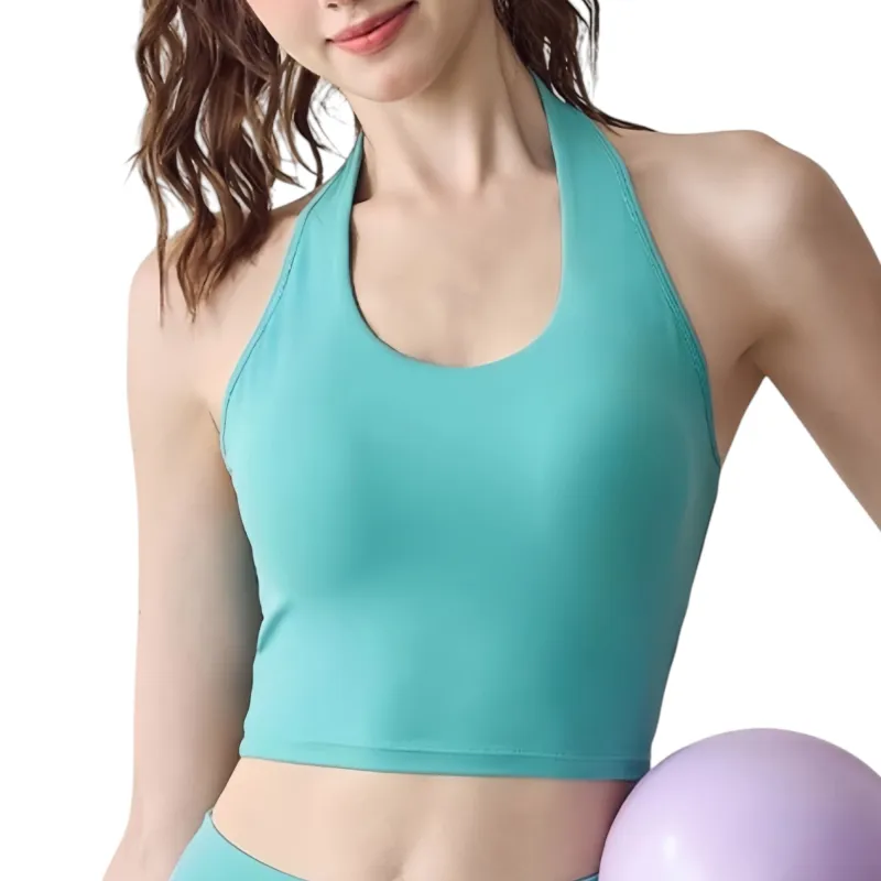 Anna-Kaci Active Women's Halter Neck Athletic Crop Top with Cross Back Detail and Stretch Fabric sold by Anna-Kaci