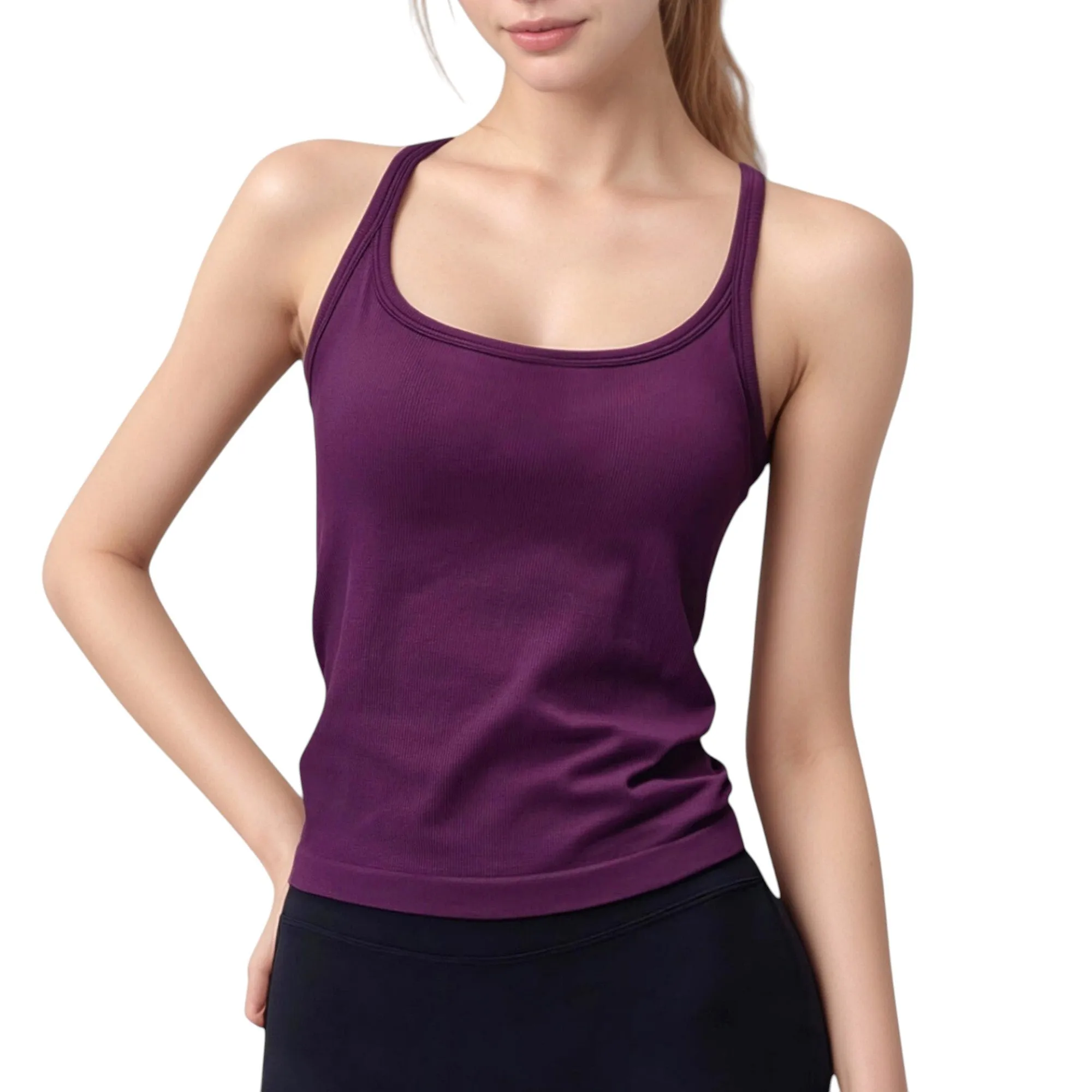 Anna-Kaci Active Women's Scoop Neck Fitted Activewear Tank Top with Racerback Design and Soft Stretch Fabric sold by Anna-Kaci product image thumbnail 5
