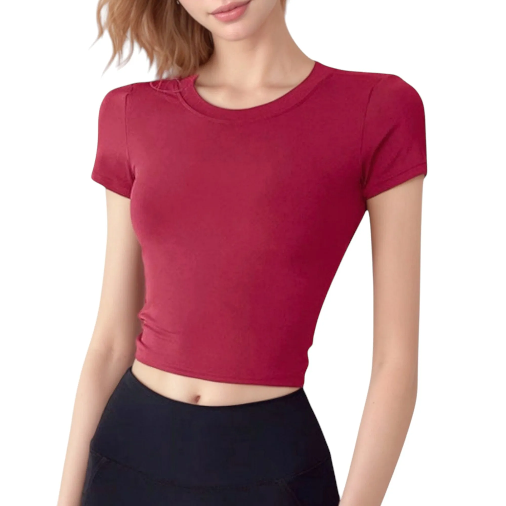 Anna-Kaci Active Women's Short Sleeve Open Back Crop Top with Twist Detail and Fitted Silhouette sold by Anna-Kaci product image thumbnail 4