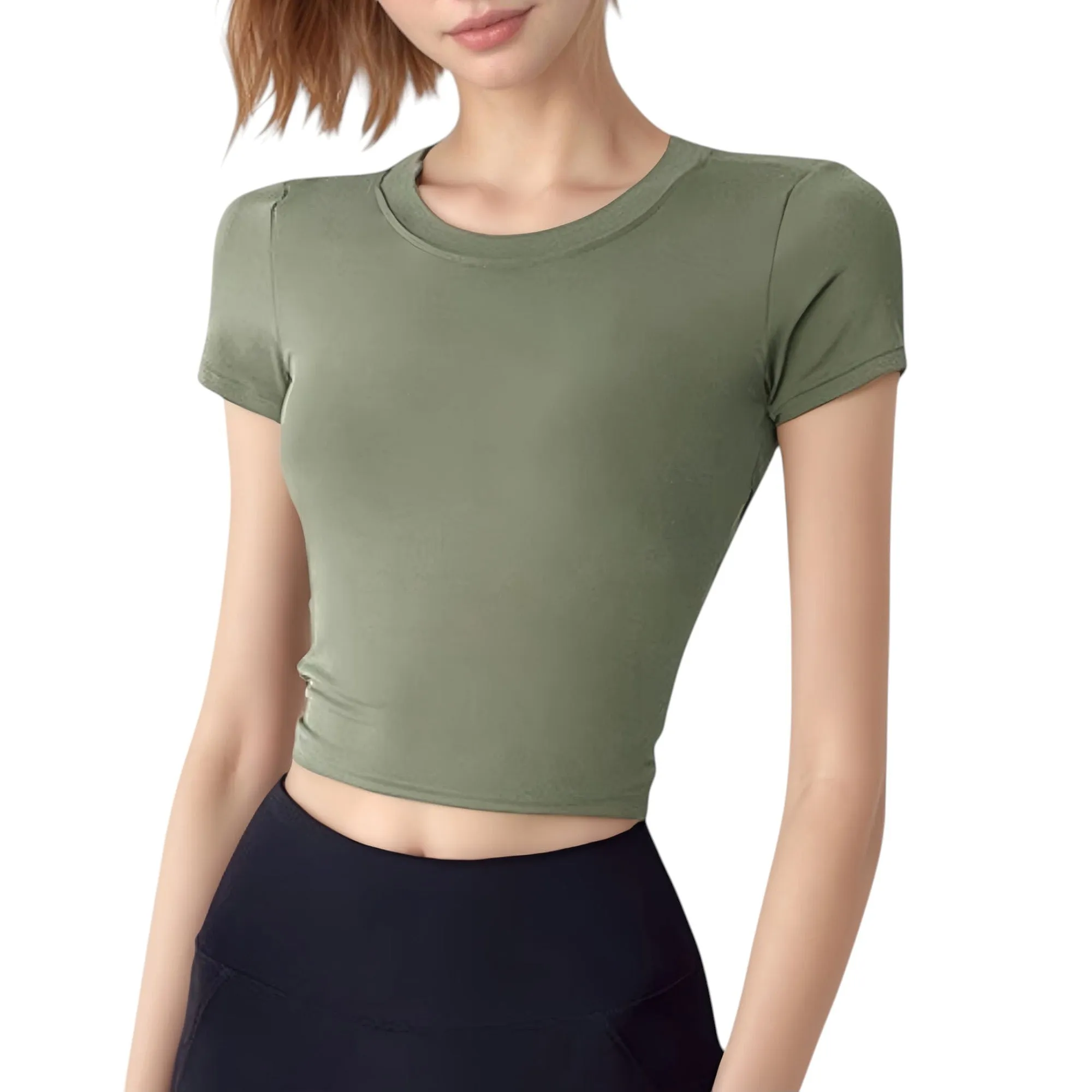 Anna-Kaci Active Women's Short Sleeve Open Back Crop Top with Twist Detail and Fitted Silhouette sold by Anna-Kaci