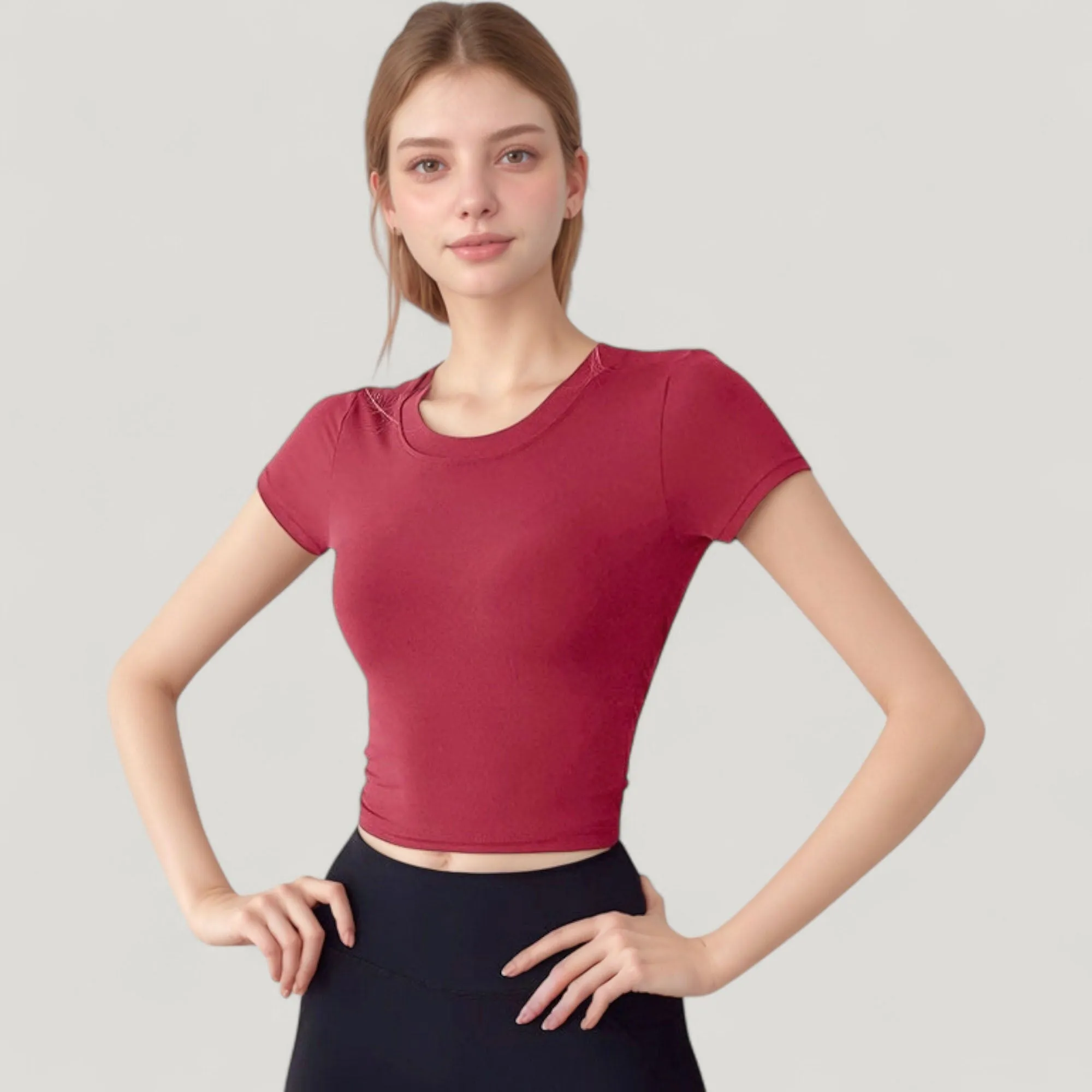 Anna-Kaci Active Women's Short Sleeve Open Back Crop Top with Twist Detail and Fitted Silhouette sold by Anna-Kaci product image thumbnail 5