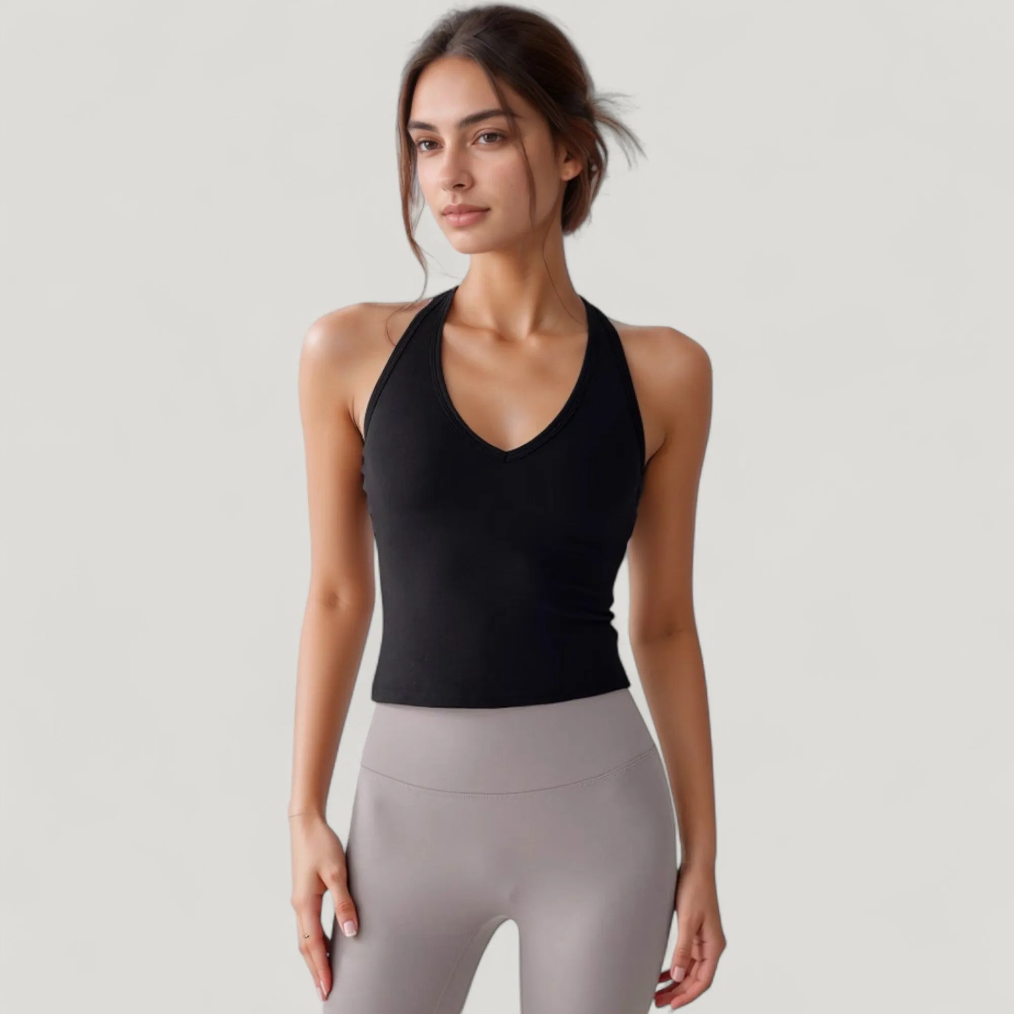 Anna-Kaci Active Women's V-Neck Cropped Activewear Tank with T-Strap Back and Stretch Fabric sold by Anna-Kaci product image thumbnail 5